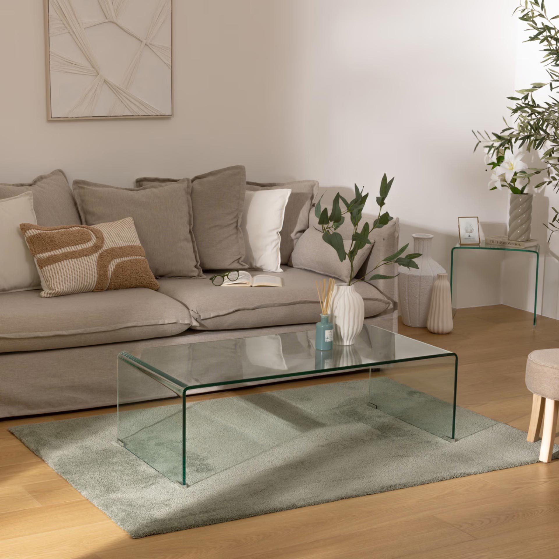 Mesa de centro de vidrio Xalen 110x55x38cm 
