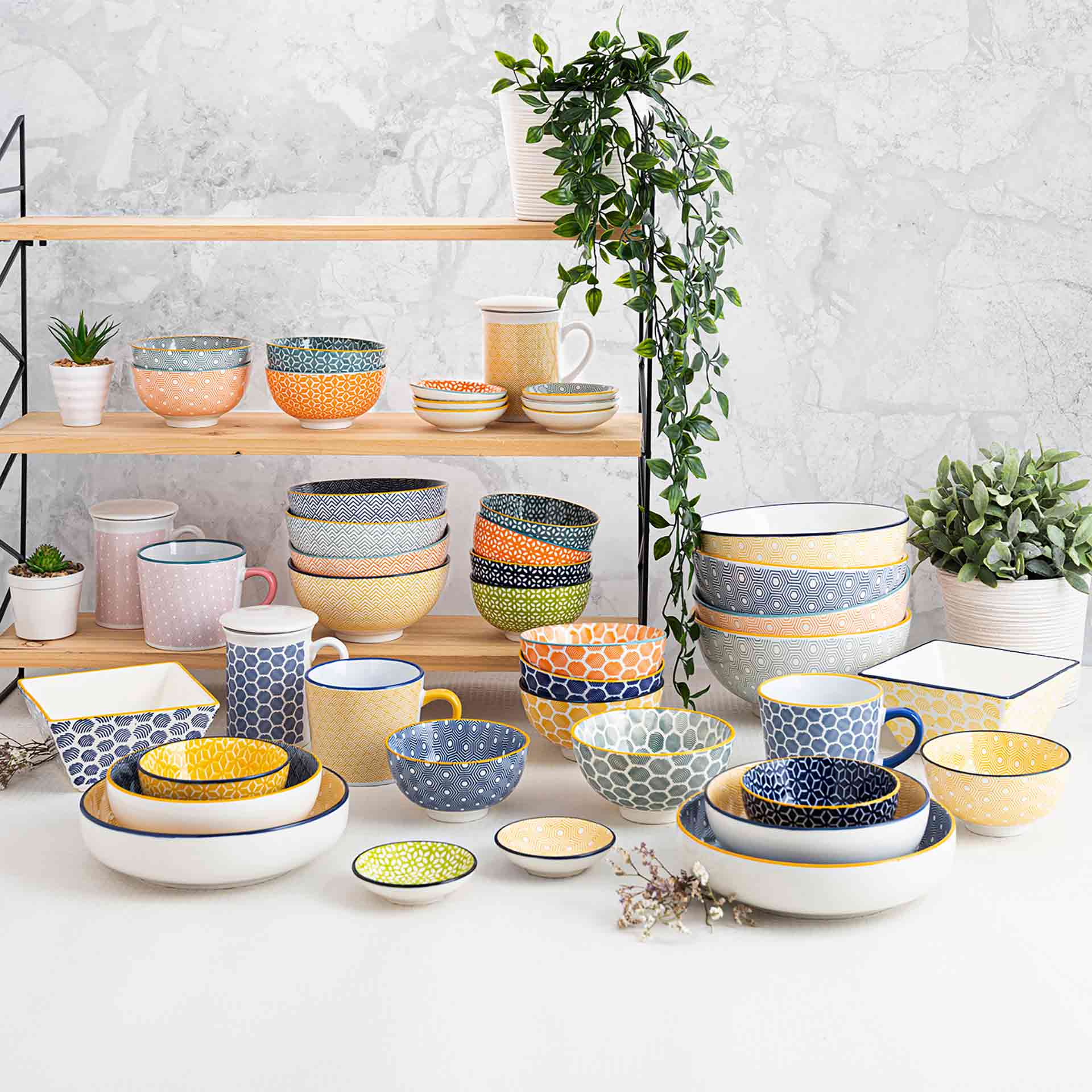 Set de 4 boles de porcelana Okinawa &Oslash;20cm