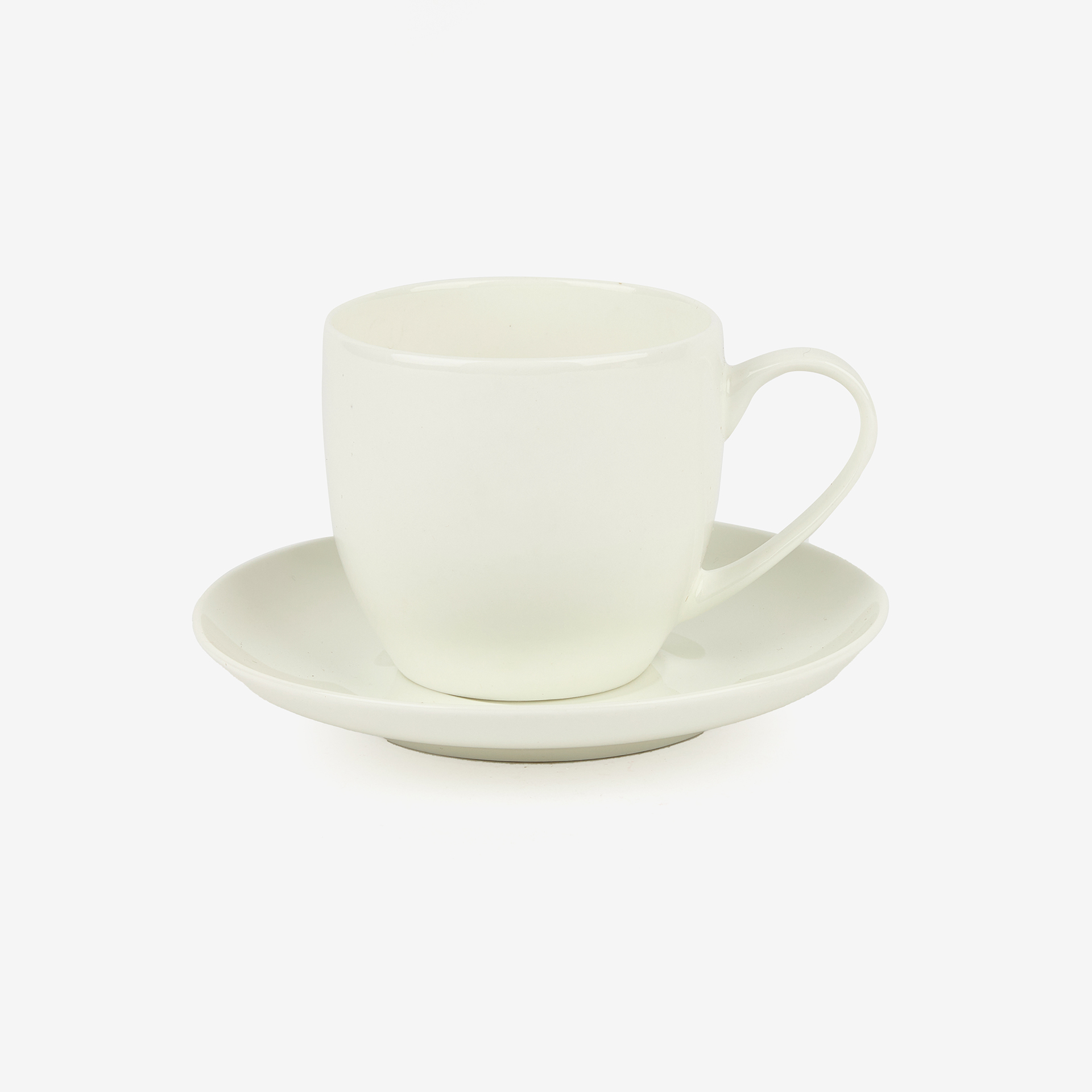 Taza de café con plato de cerámica de cerámica blanca Freila 15cl