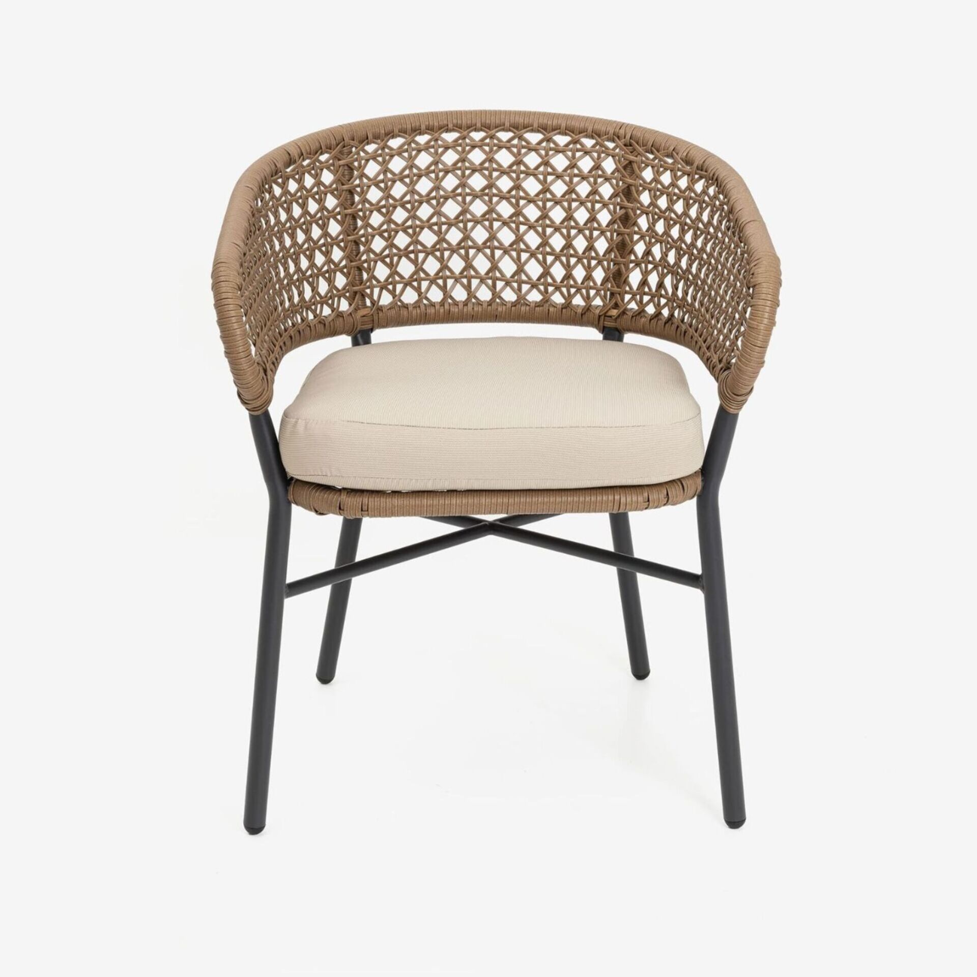 Silla para interior y exterior de rat&aacute;n sint&eacute;tico con coj&iacute;n Deia 57x61x74cm