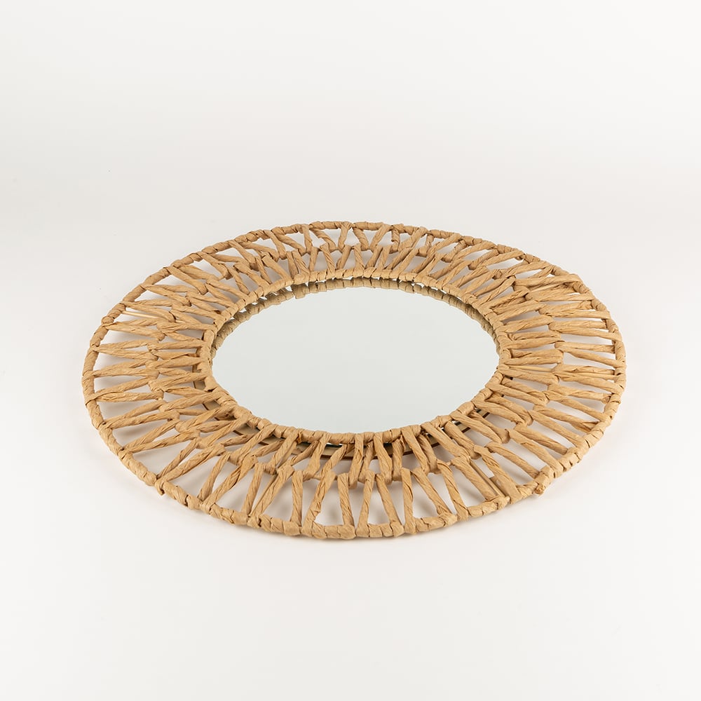 Espejo de pared redondo de fibra natural &Oslash;60cm