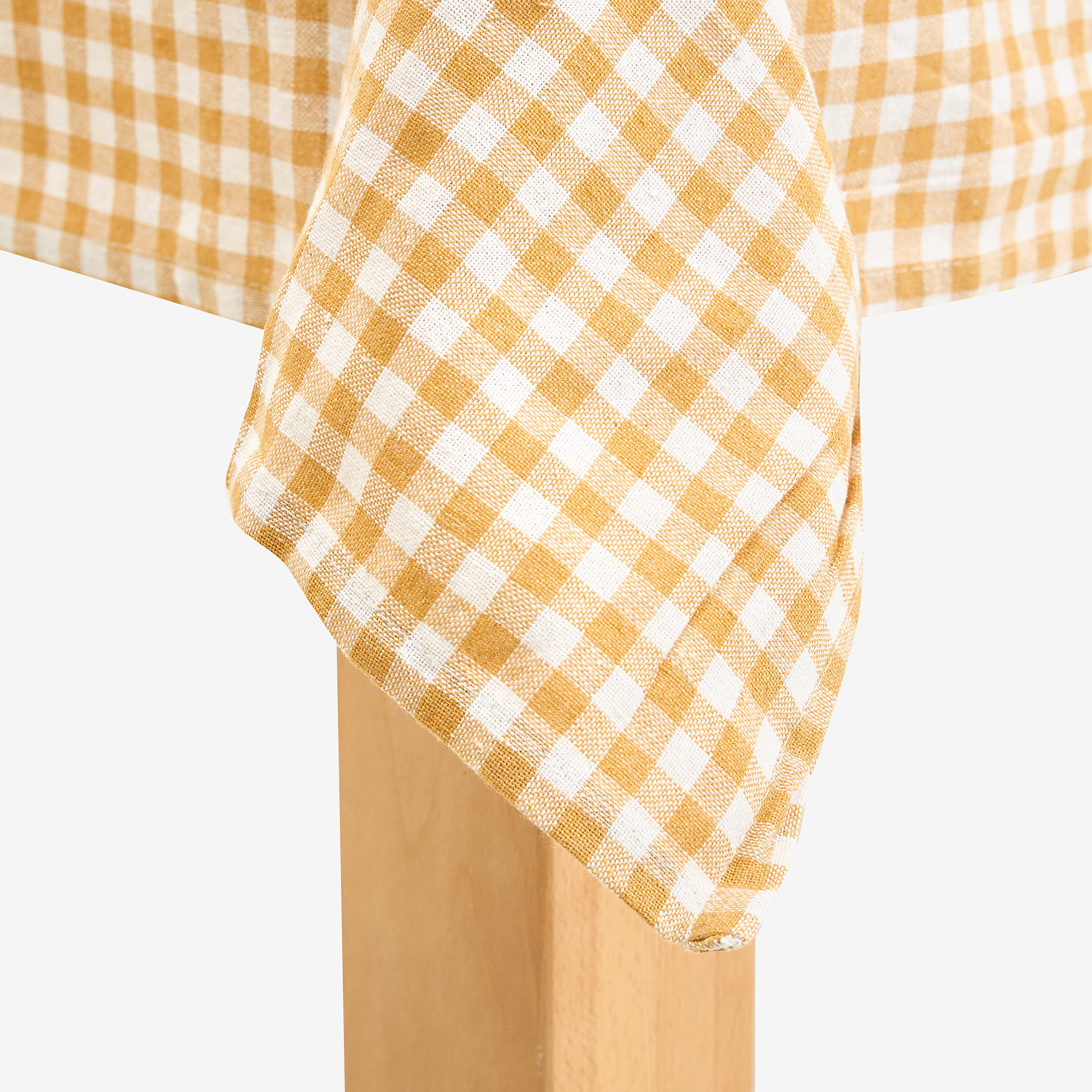 Mantel de algodón Vichy mostaza 140x140cm