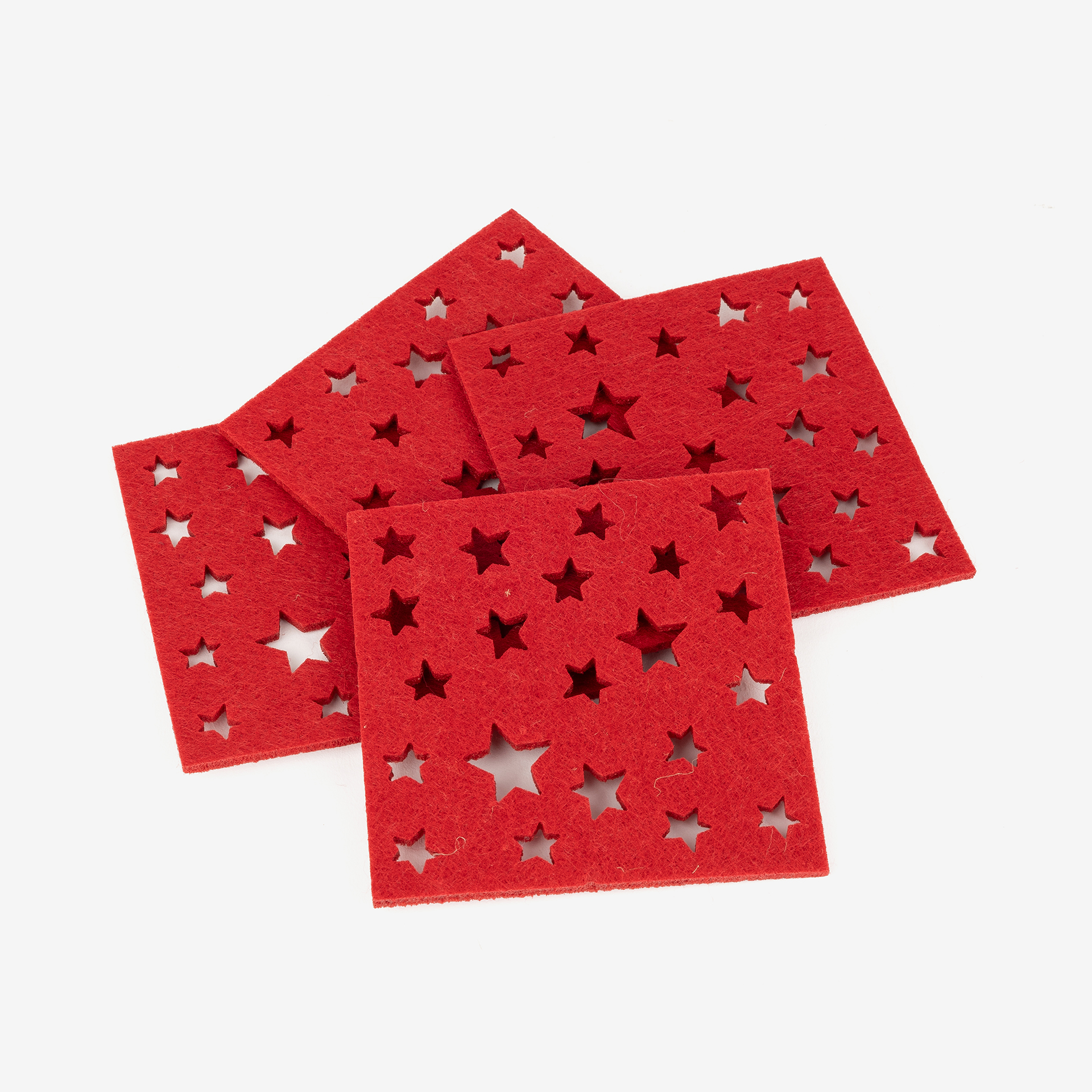 Set de 4 posavasos fieltro Estrellas 10x10cm