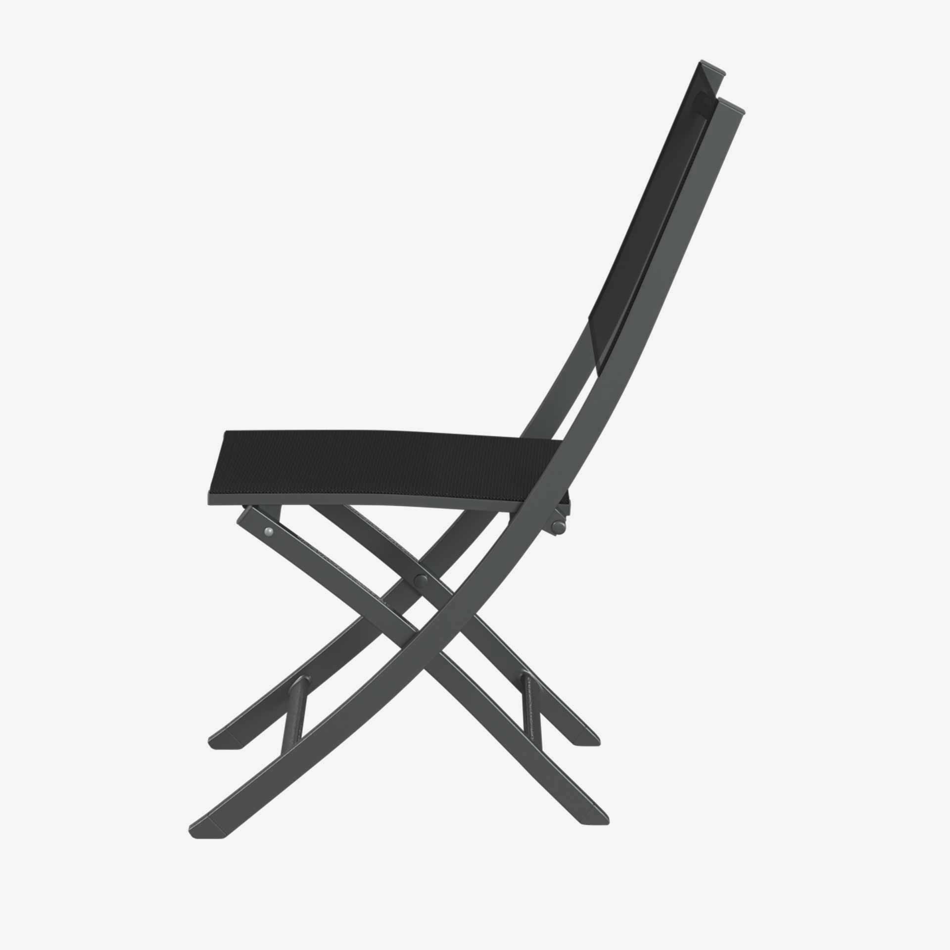 Set de 4 sillas de jard&iacute;n plegables de aluminio grafito Essor 45x57x90cm