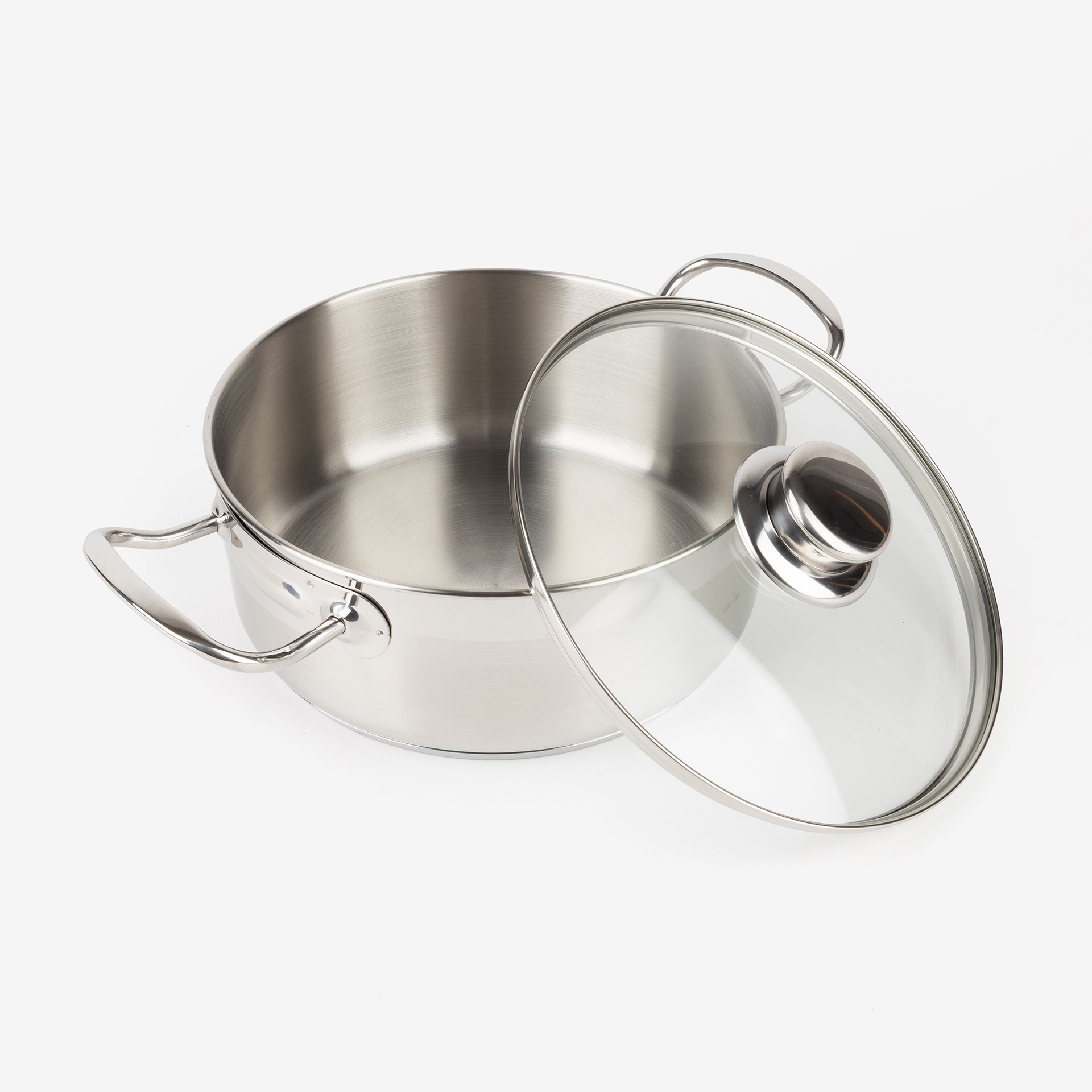 Cacerola de acero inoxidable con tapa de cristal Ø24cm