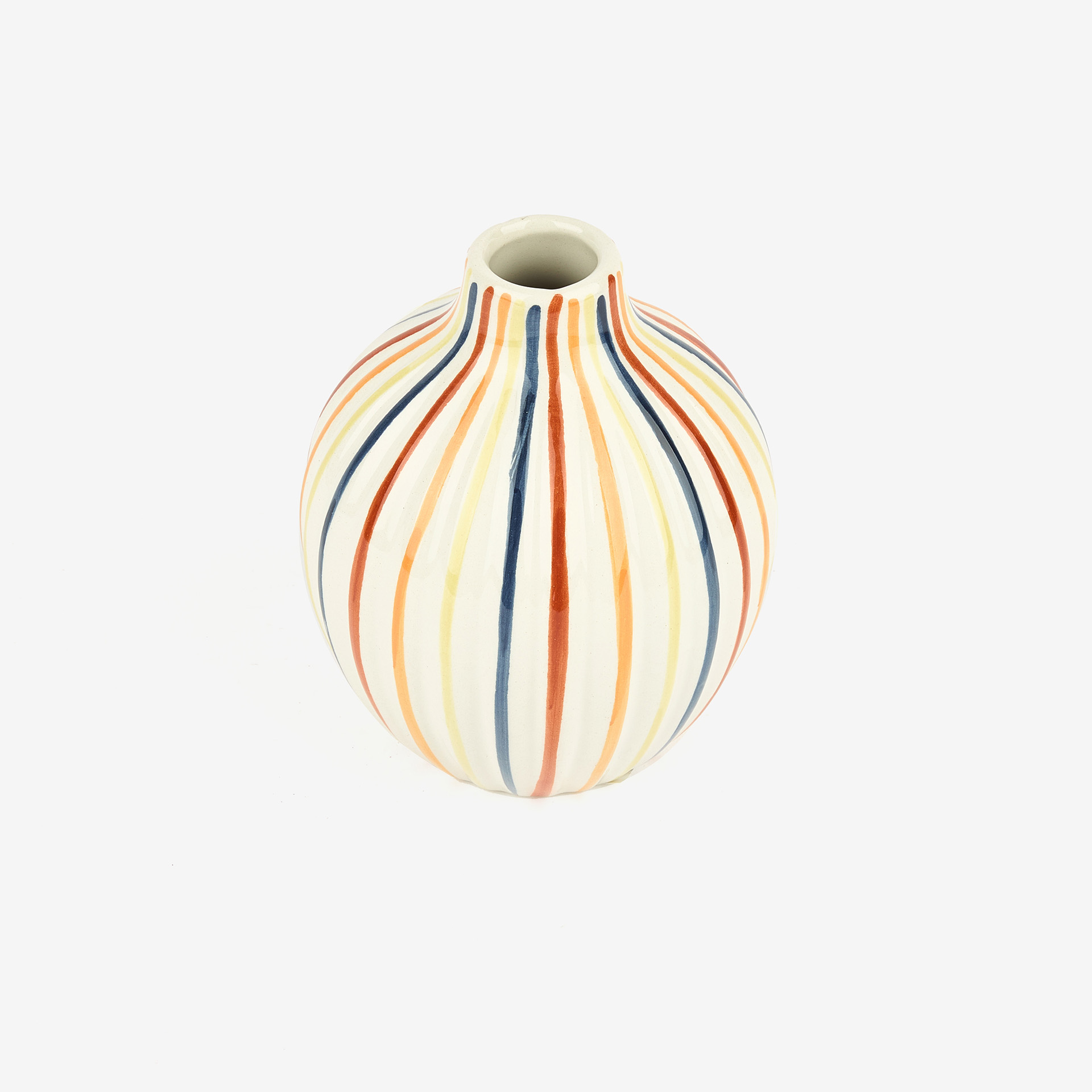 Jarrón de cerámica rayas multicolor Tibor Ø12x15cm