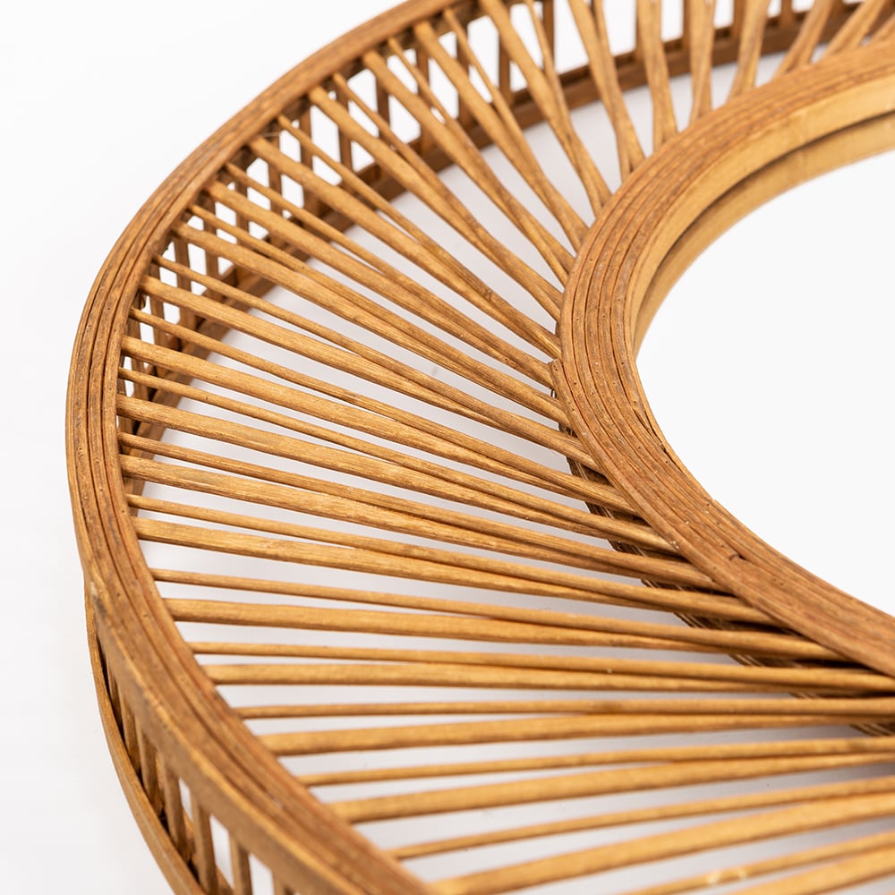Espejo de pared redondo de bambú Espiral Ø72cm