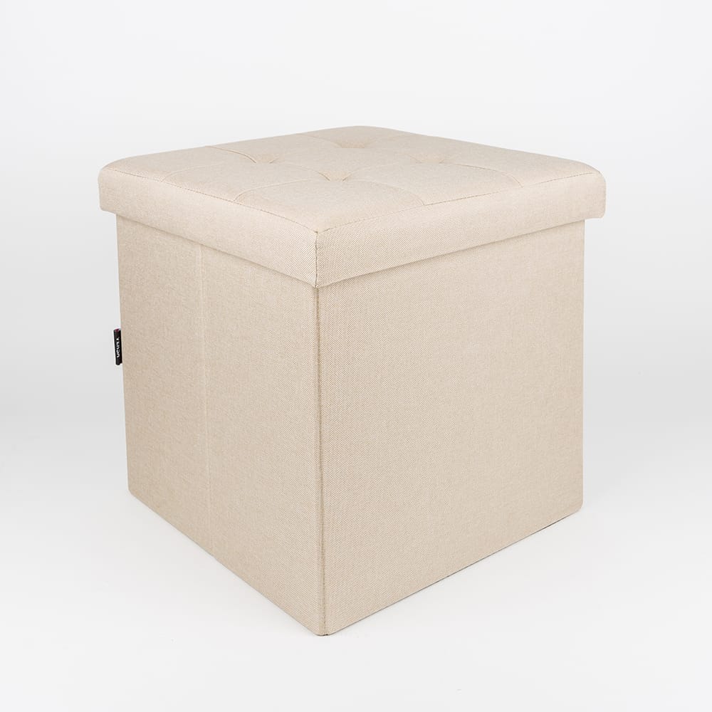 Puf con almacenaje beige 38x38cm