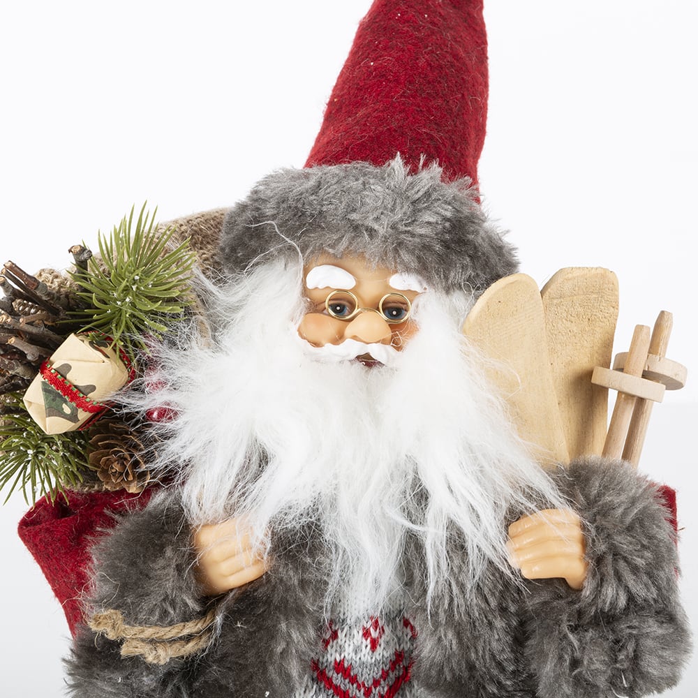 Figura decorativa Santa Claus rojo Esquís 30cm