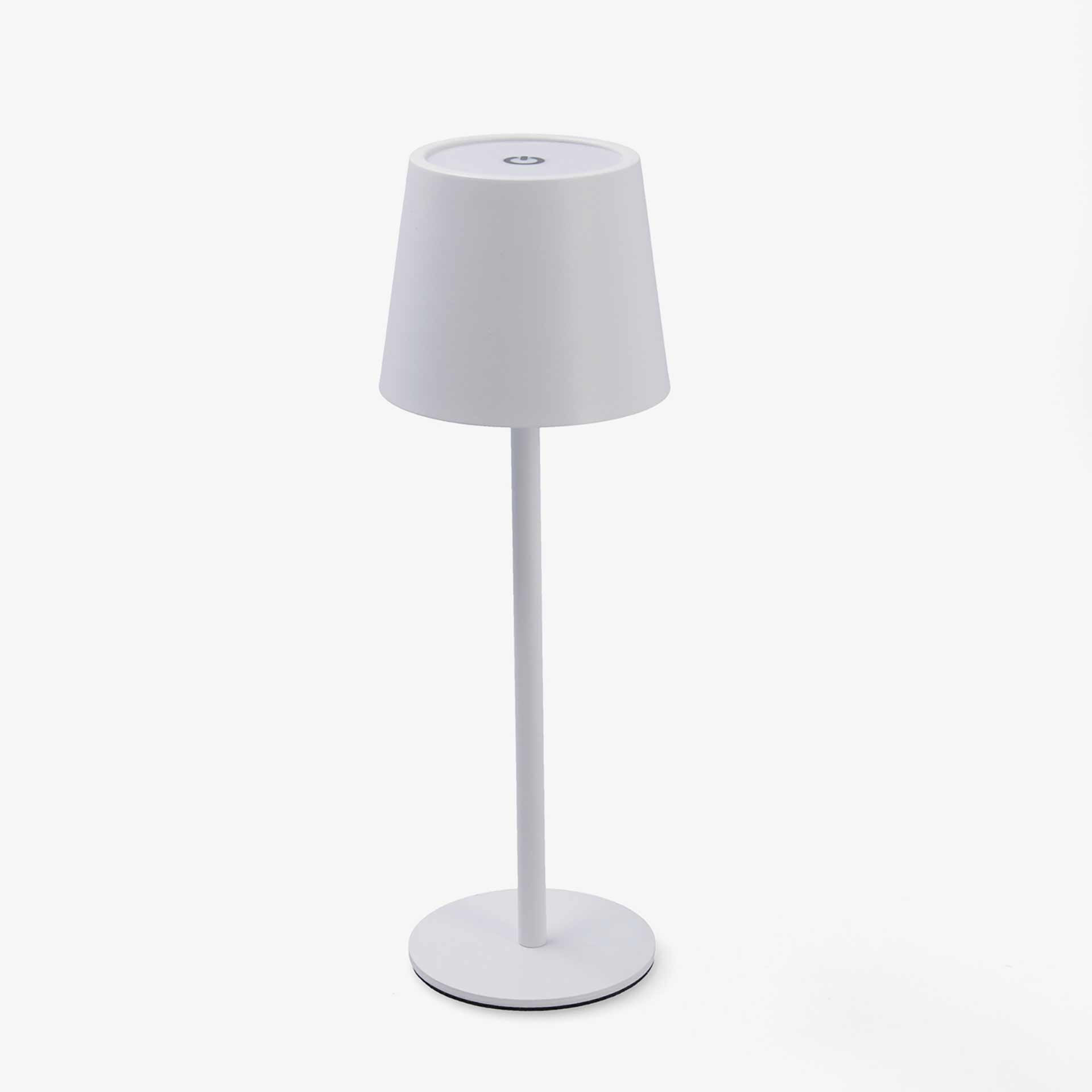 Lampara de mesa de metal blanca con usb Nora