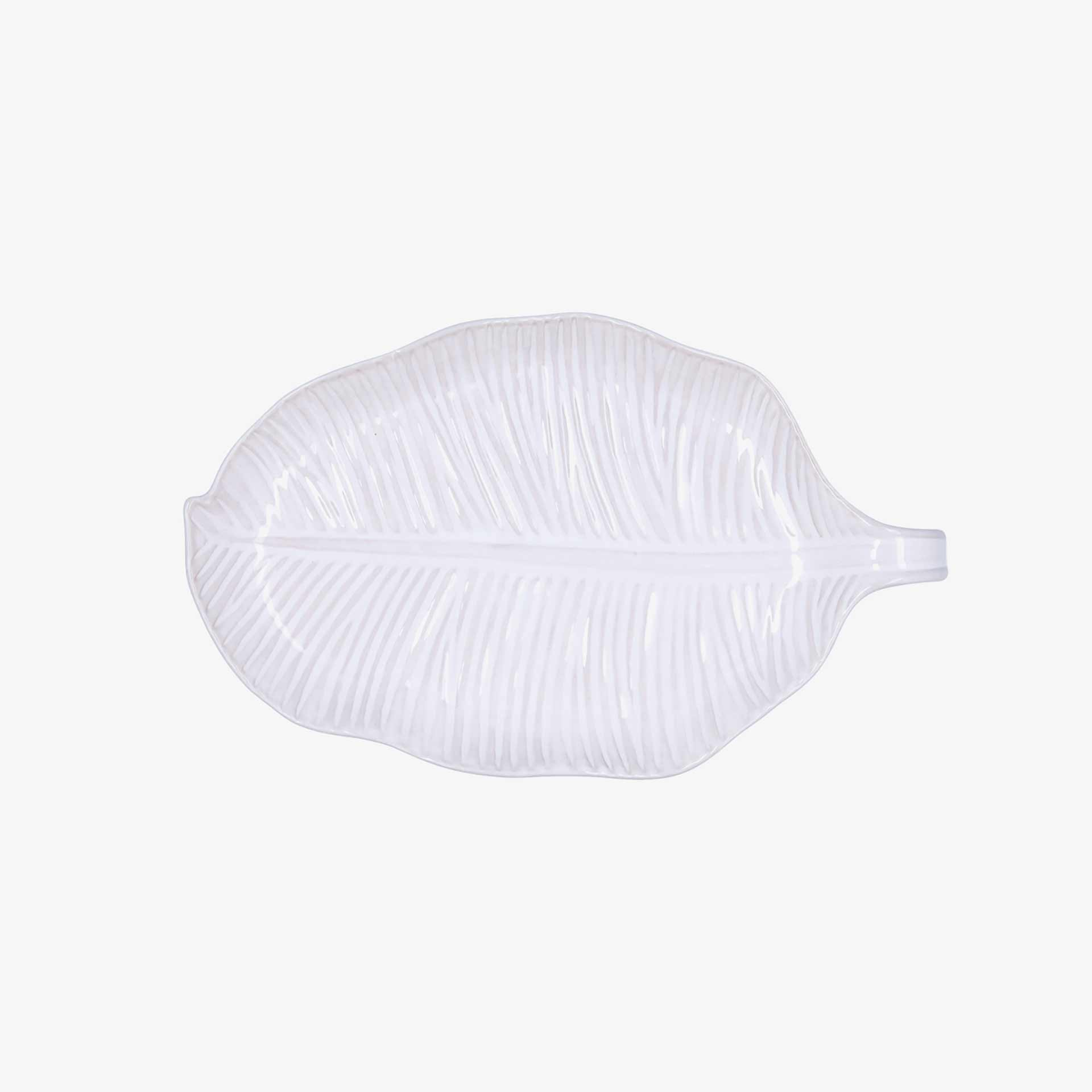 Bandeja con forma de hoja de porcelana blanca Bosco 27x16cm