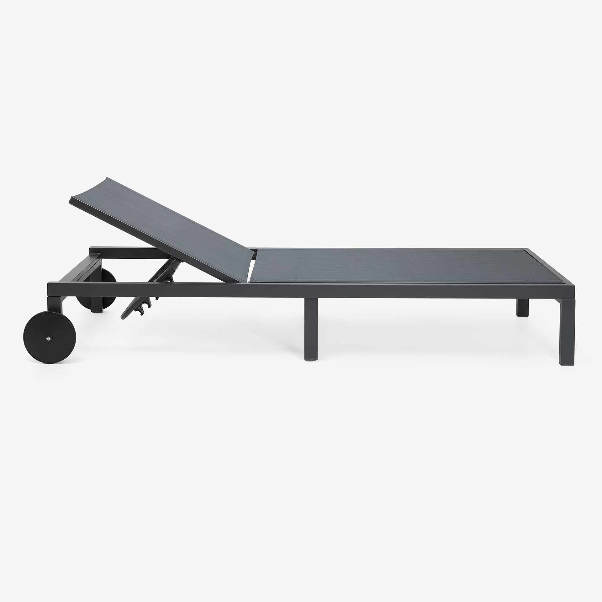 Tumbona reclinable de aluminio con ruedas gris 64x200x89cm