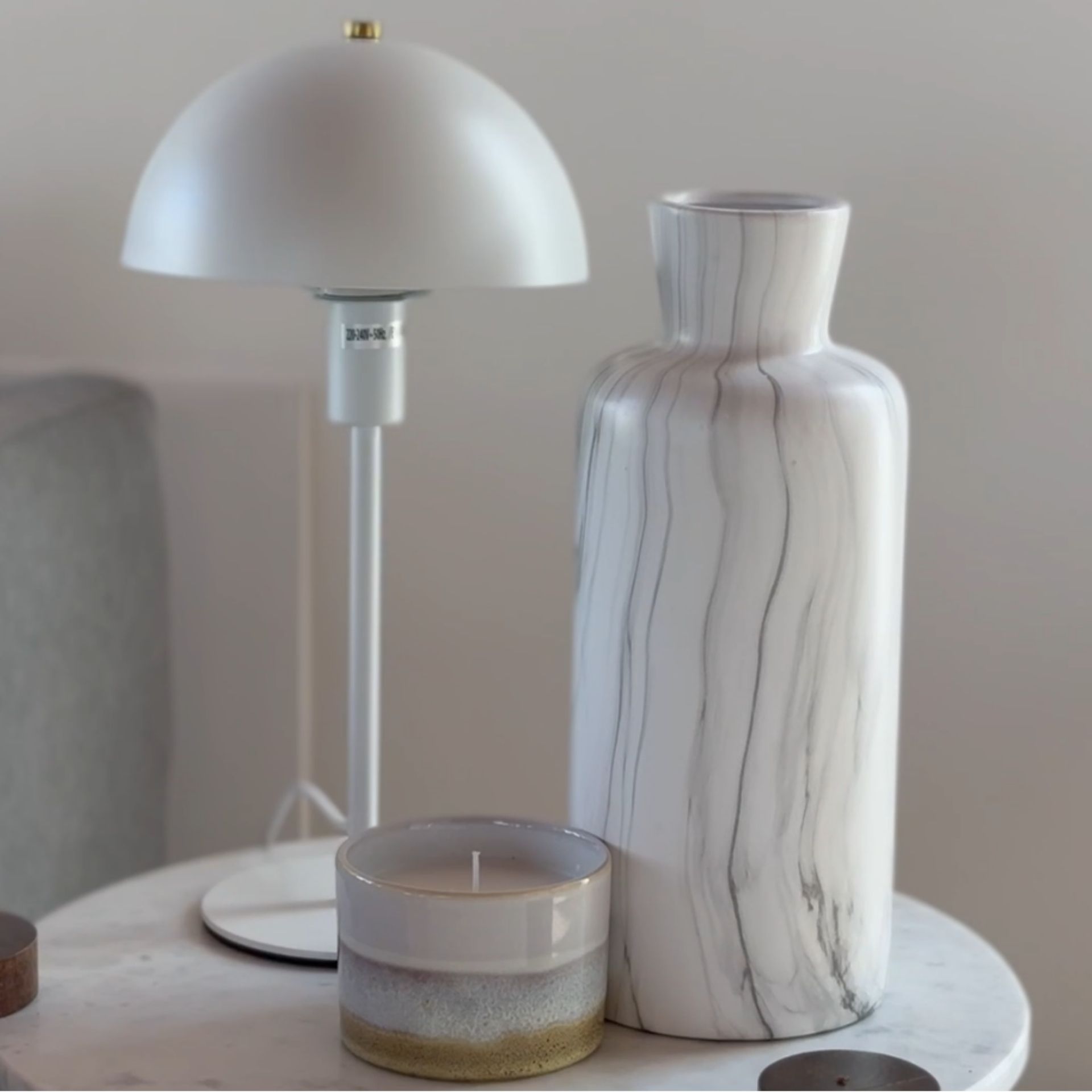 Jarrón de dolomita efecto mármol blanco Einar Ø12x30cm