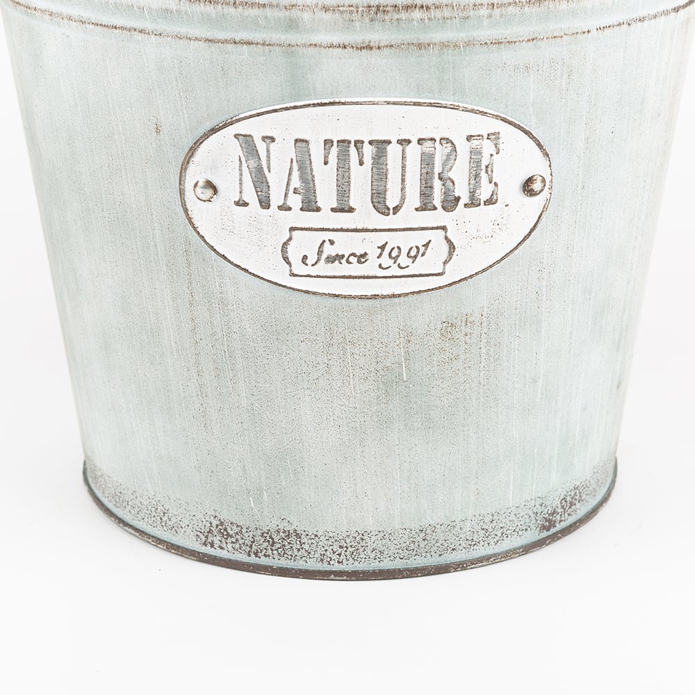 Cubo Zinc con asas de cuerda 22x21cm