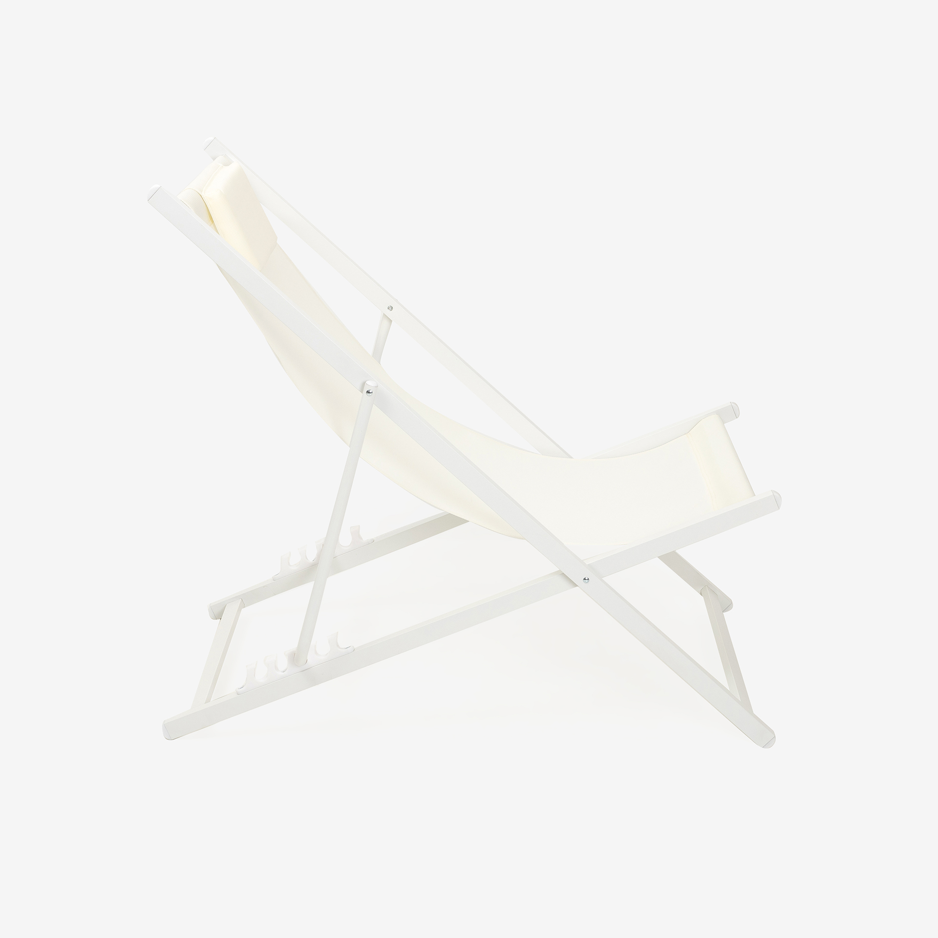 Hamaca reclinable de aluminio y textiline blanca 104x58x76cm