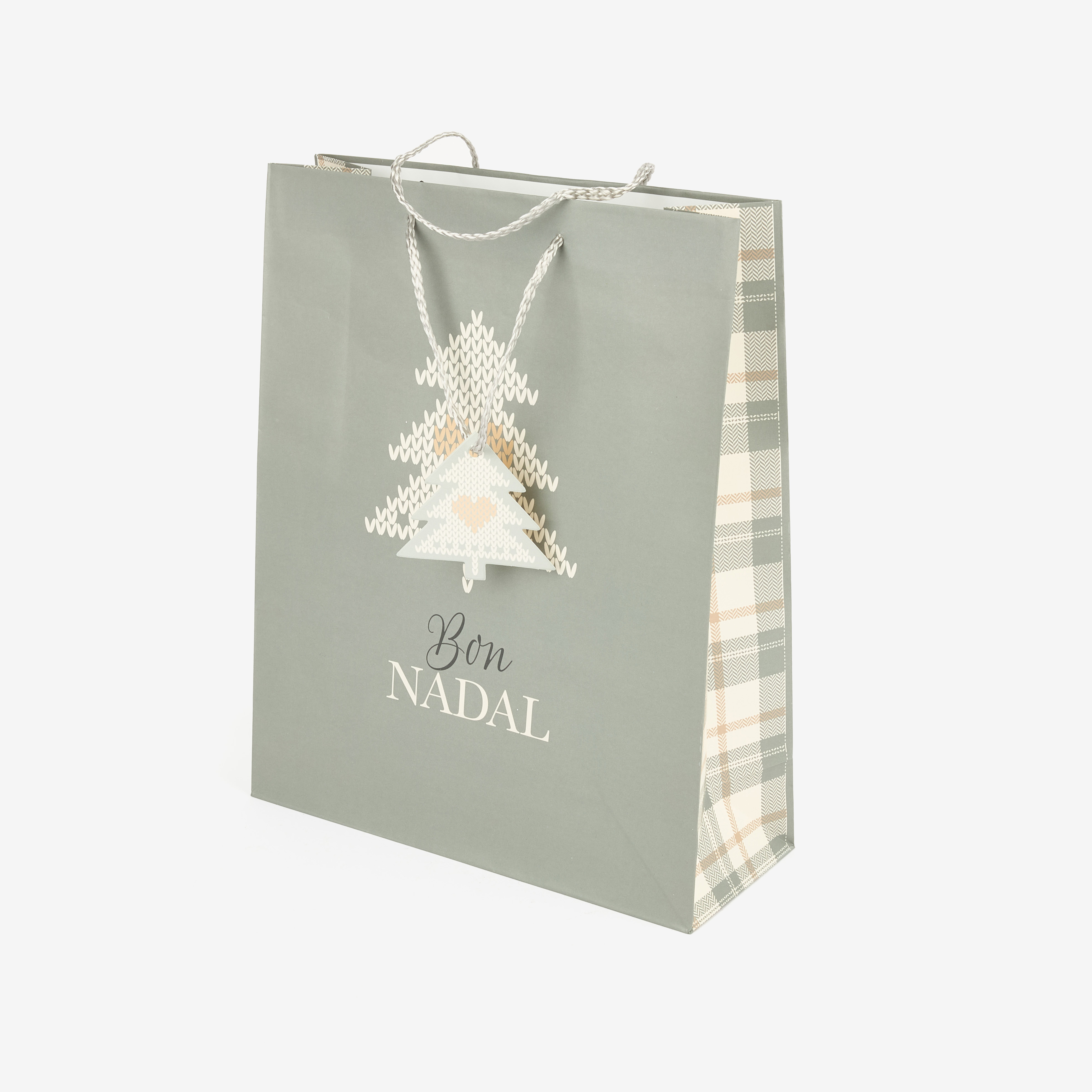 Bolsa de papel para regalo gris Nordic L
