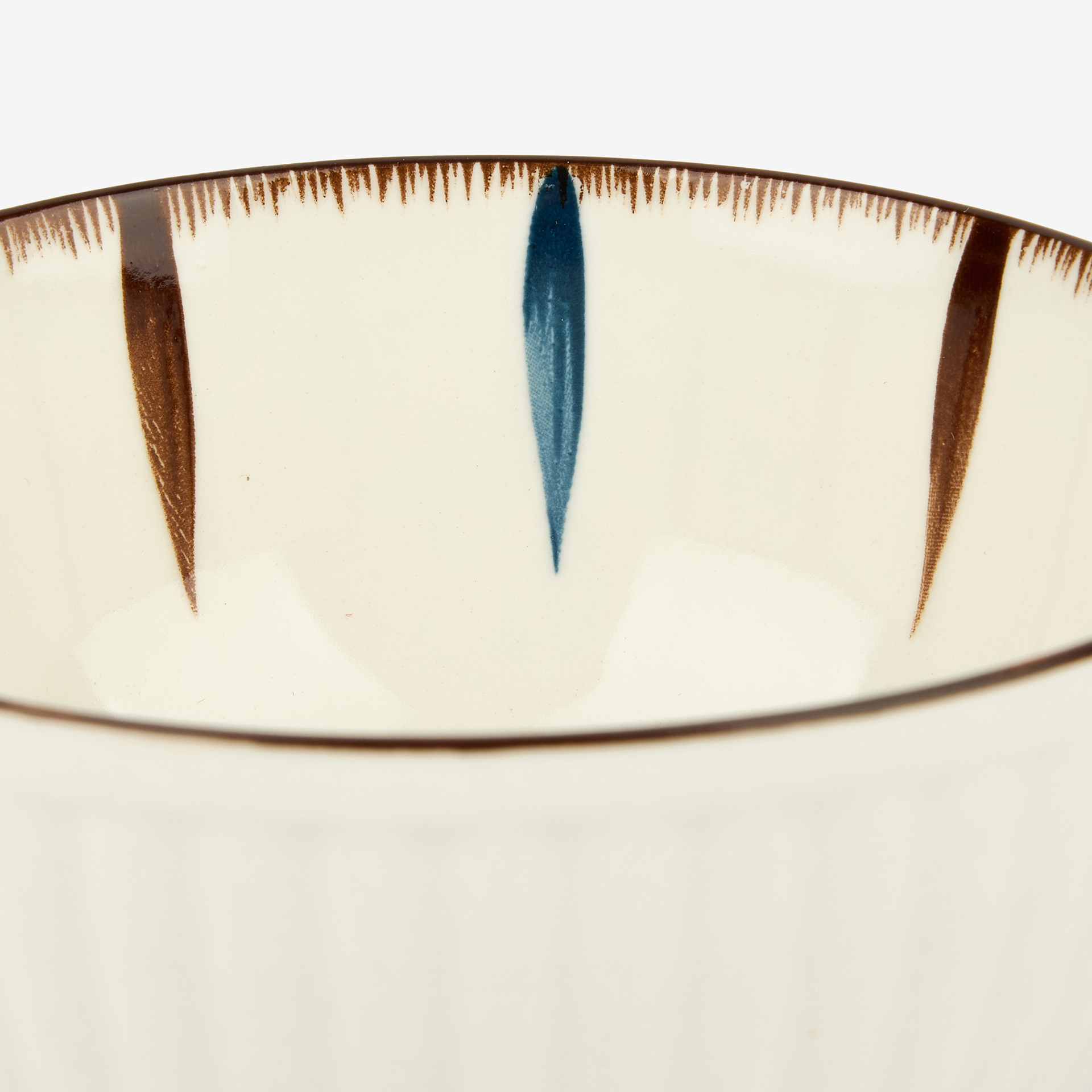 Bol de cer&aacute;mica blanco y azul Akita &Oslash;12cm