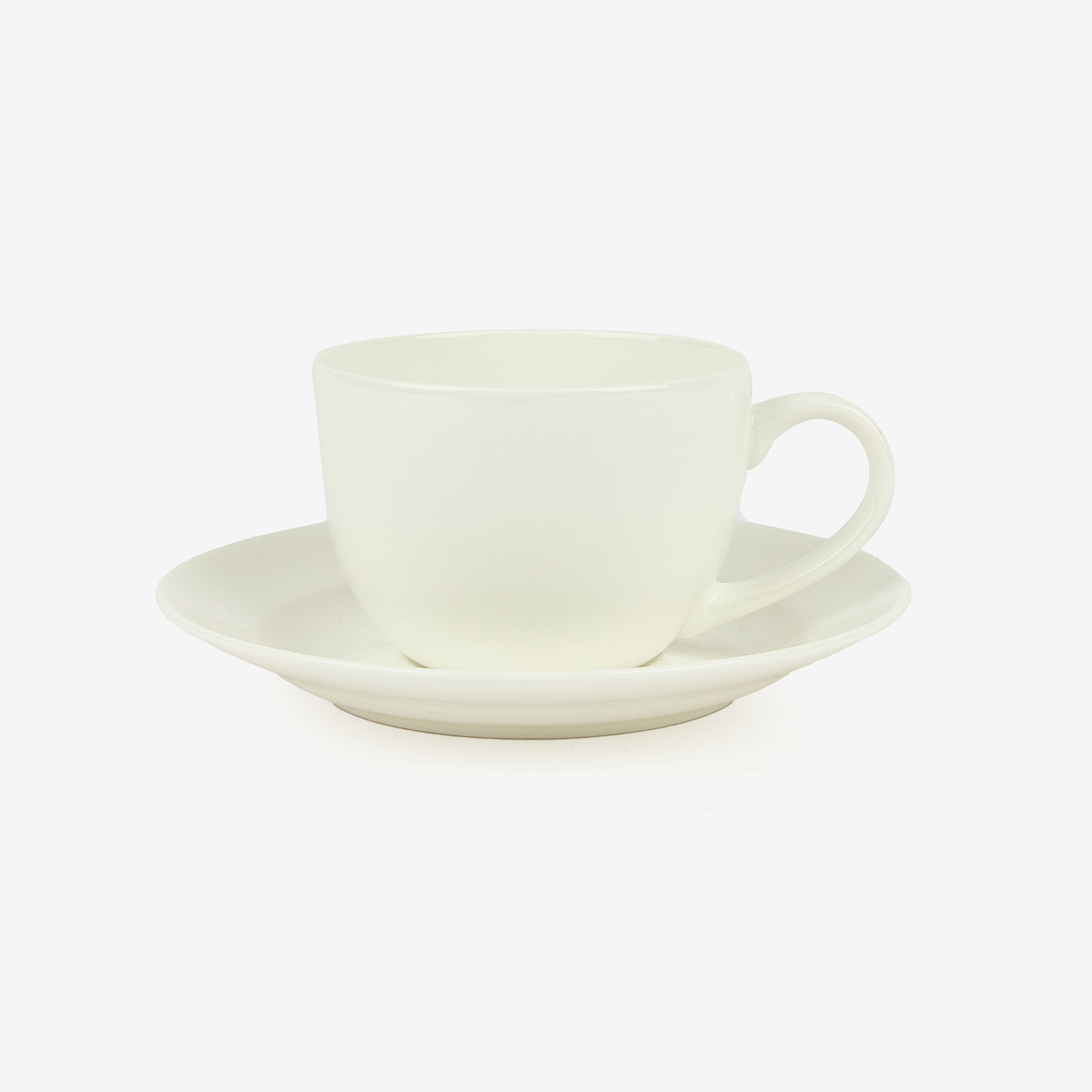 Taza de té con plato de cerámica blanca Freila 31cl