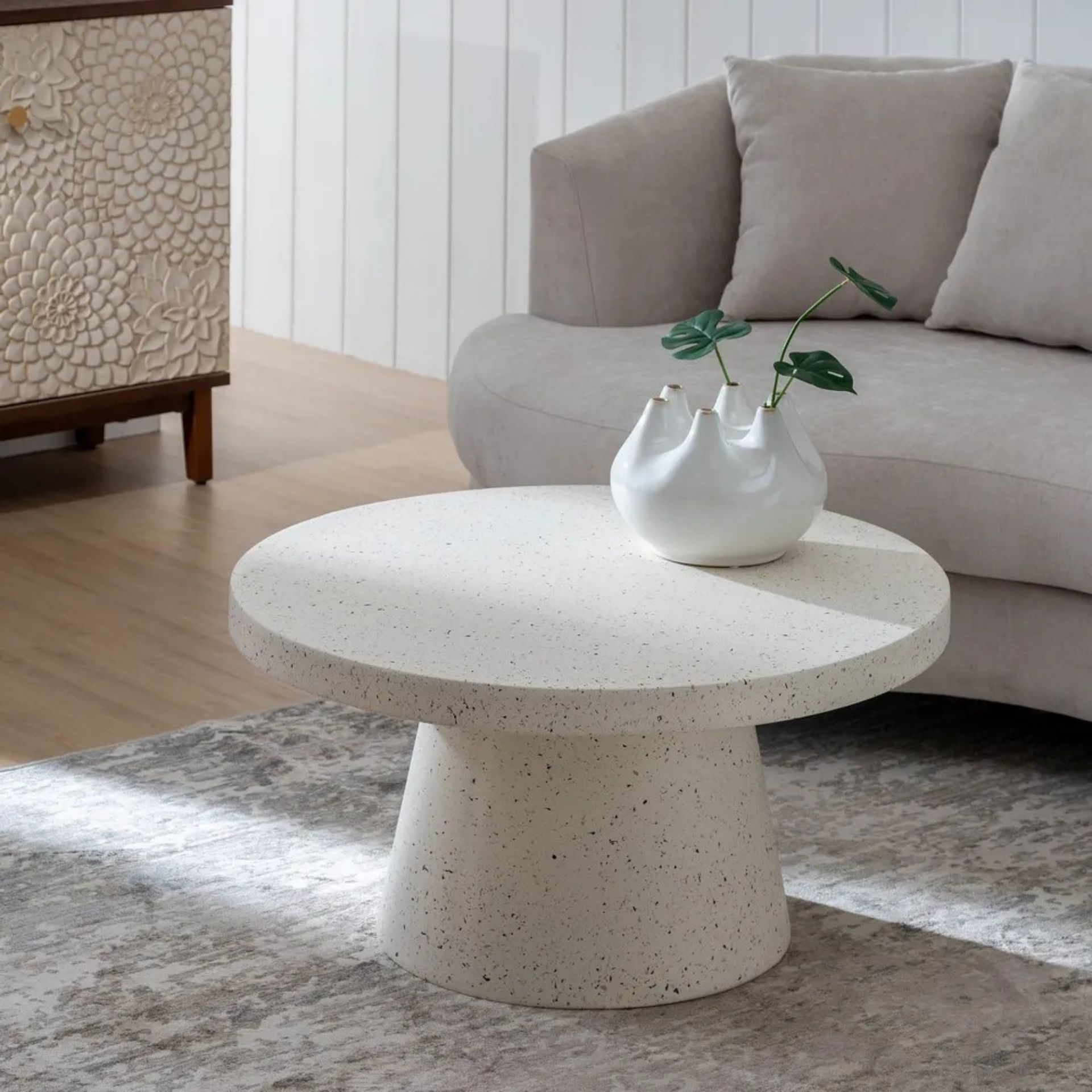 Mesa de centro de fibra de magnesio blanca Milo &Oslash;80x38cm