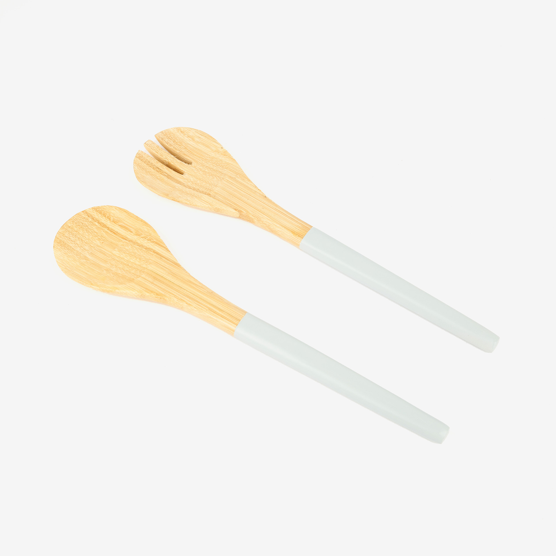 Set de 2 cubiertos para ensalada de bamb&uacute; gris 30cm