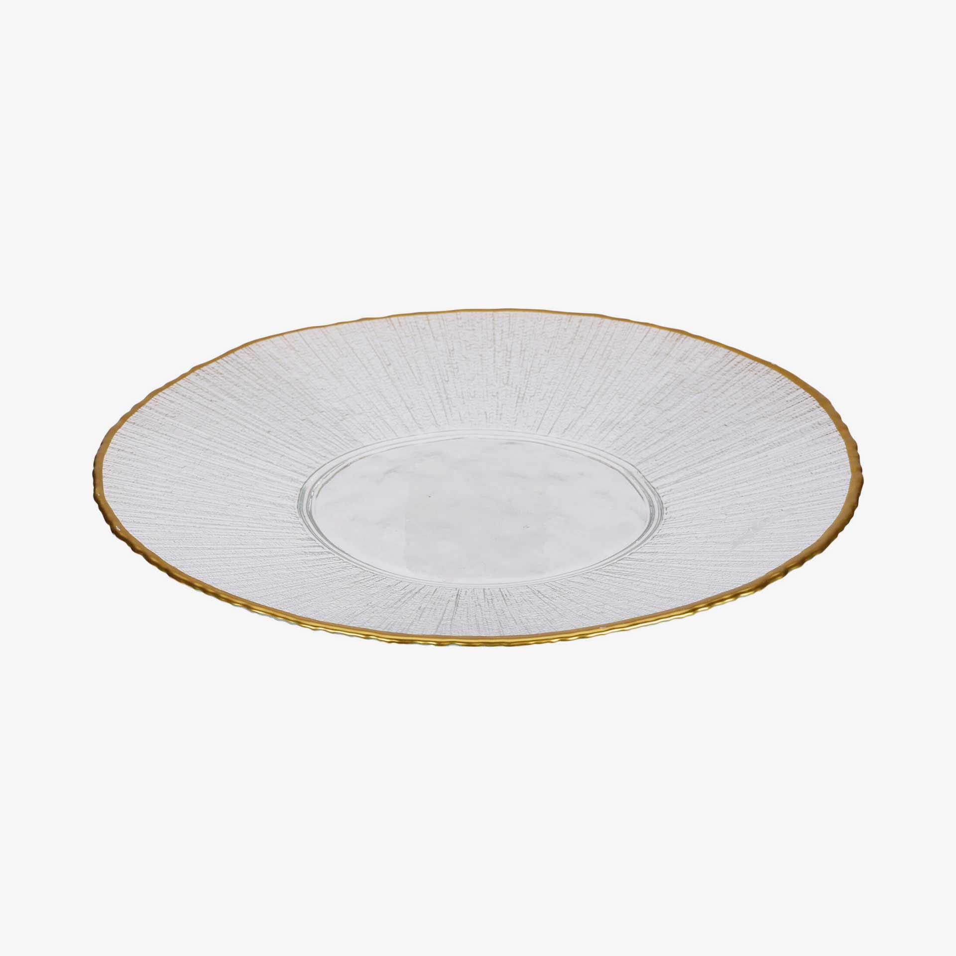 Plato llano de vidrio con filo dorado Lumiere 28cm