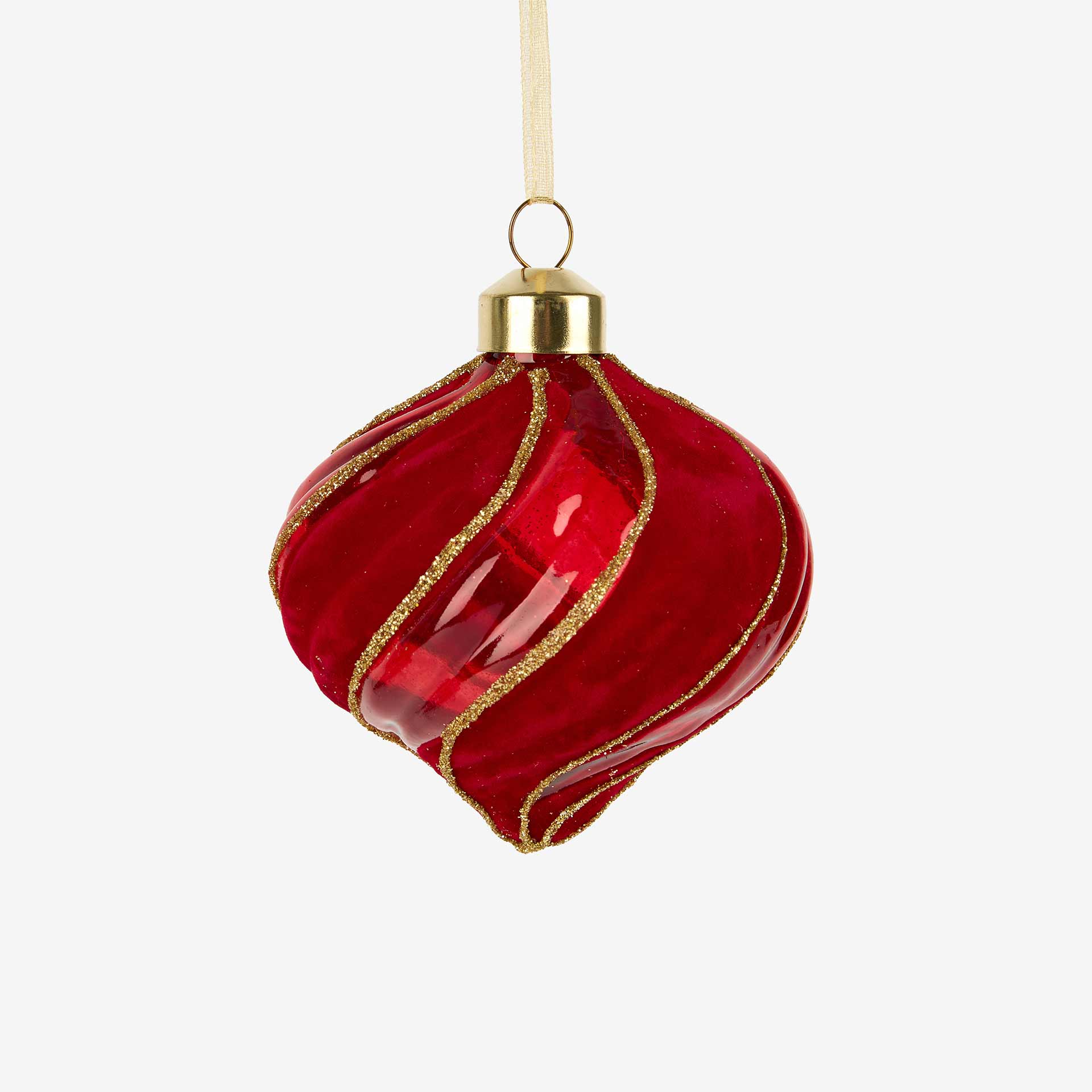 Set de 12 bolas decorativas de cristal y velvet rojo