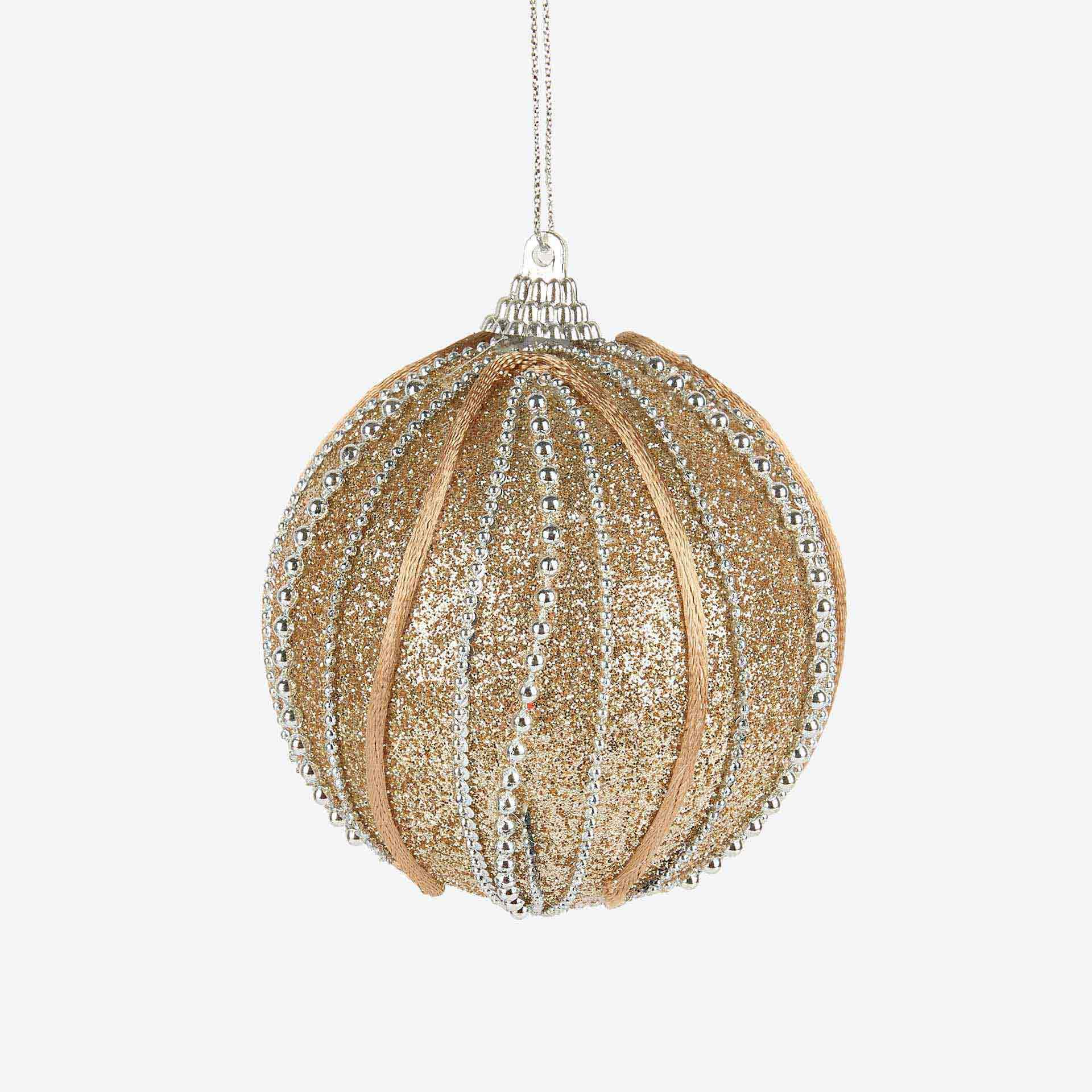 Set de 12 bolas decorativas purpurina nude Ø8cm