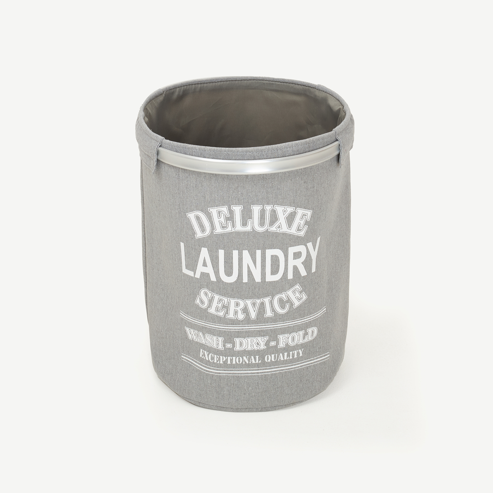 Cesta para ropa doble de aluminio y tela gris Deluxe &Oslash;37x50cm