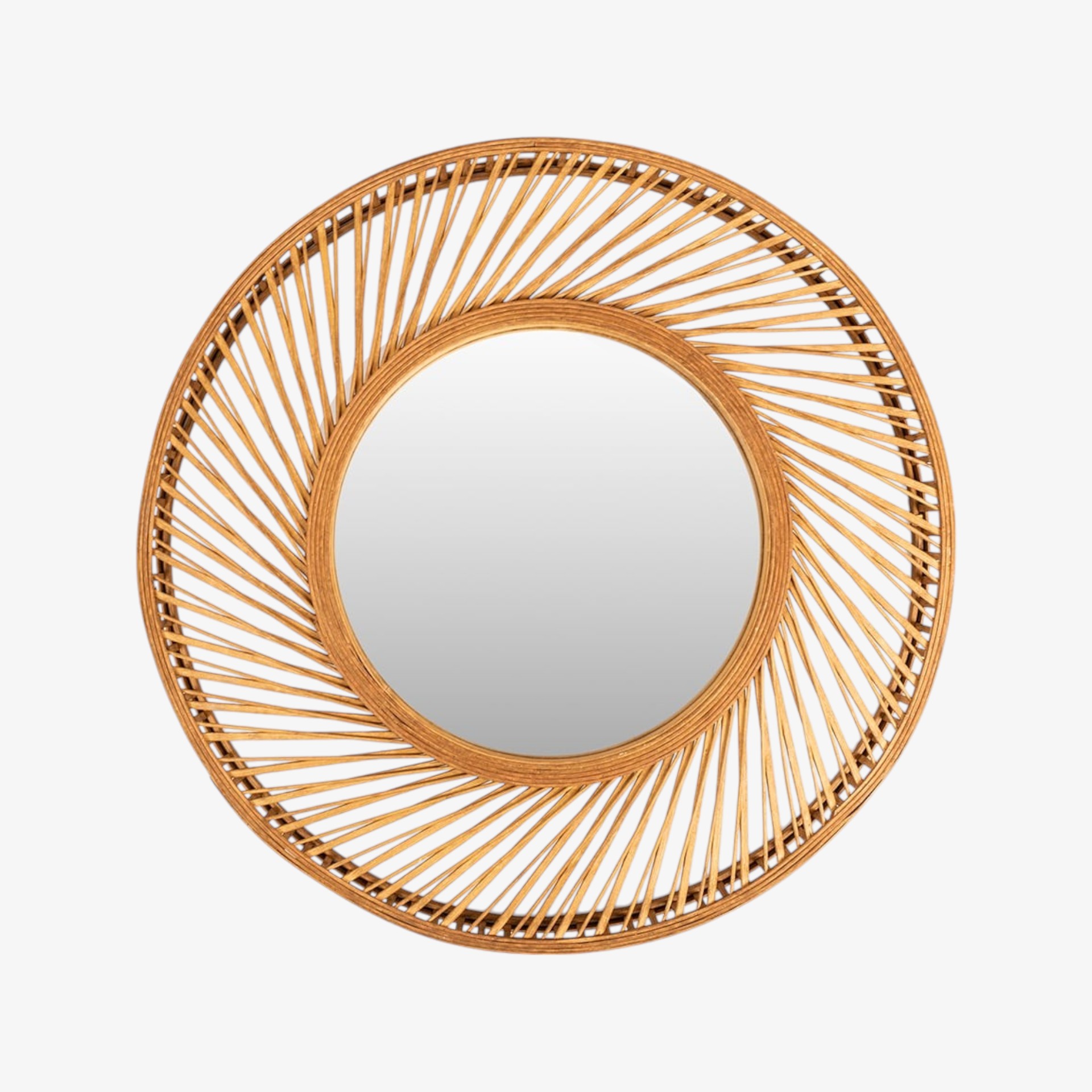 Espejo de pared redondo de bambú Espiral Ø72cm