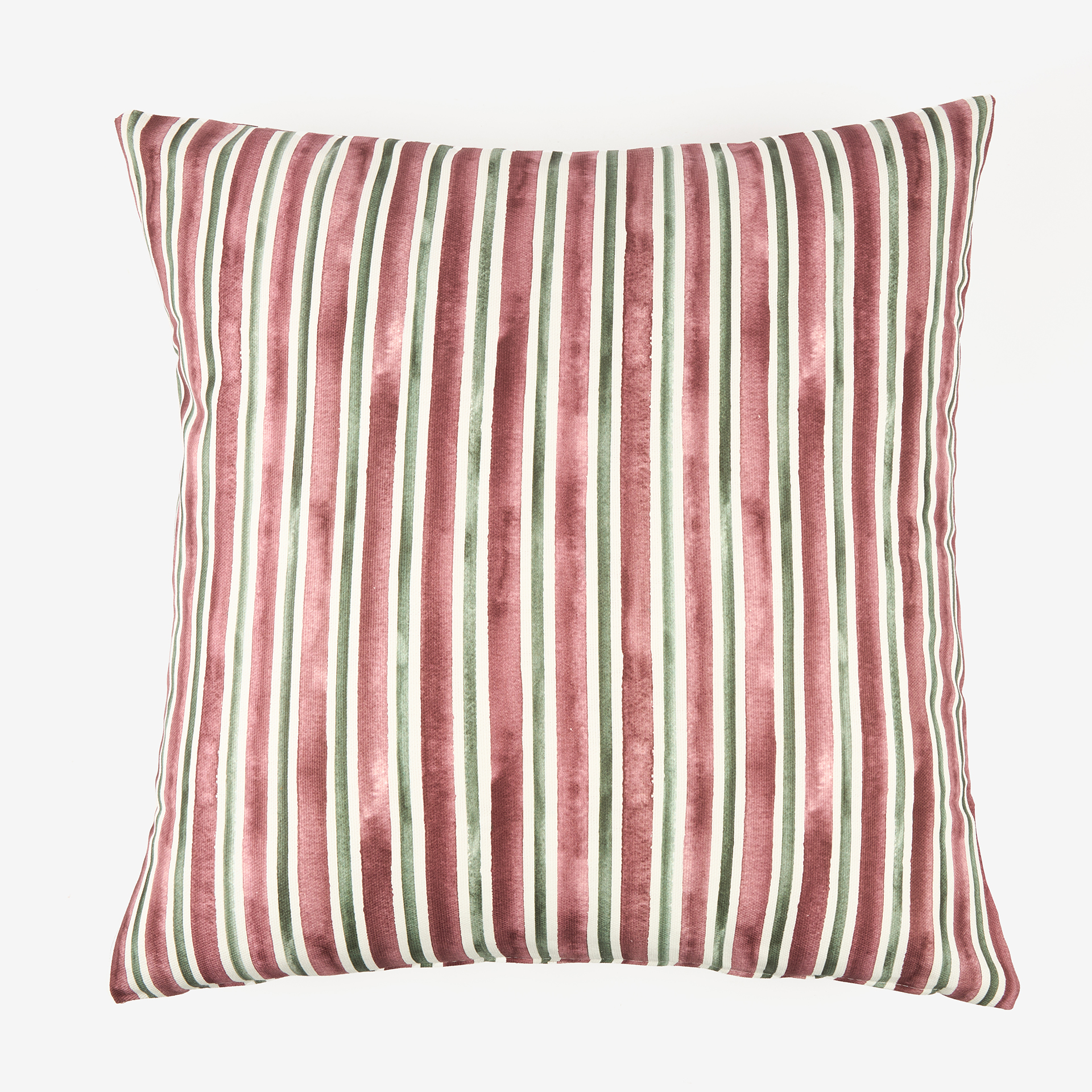 Funda de coj&iacute;n rosa y verde Rayas 45x45cm