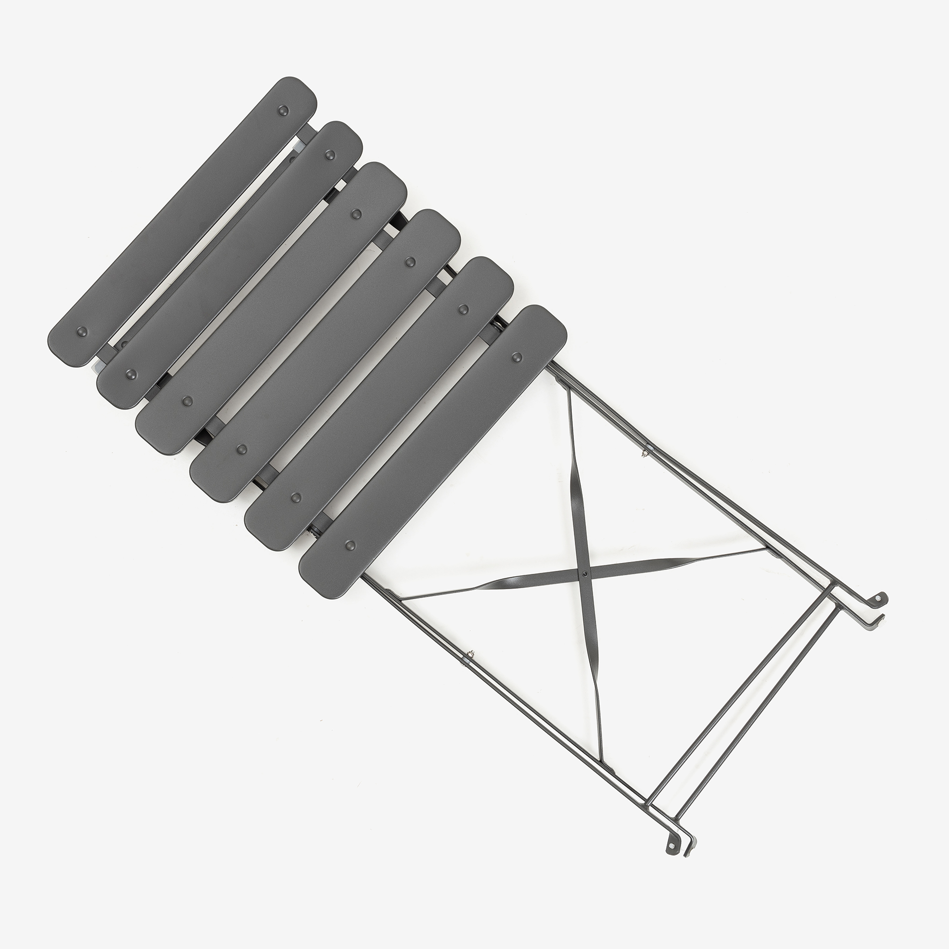 Set de jard&iacute;n plegable de mesa y 2 sillas de acero gris oscuro Bistro