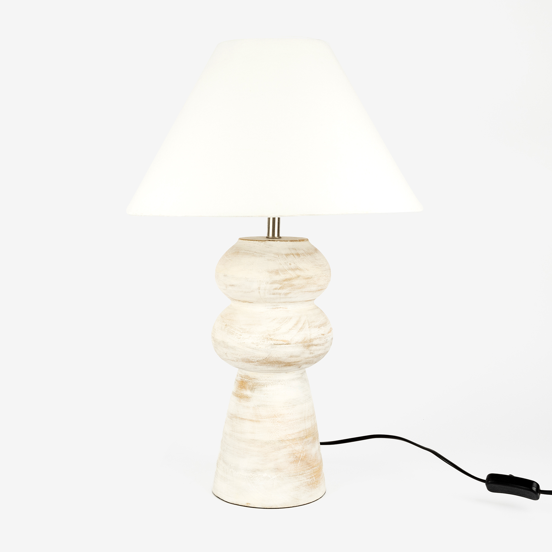 Lámpara de mesa de madera blanca Dira Ø36x54cm