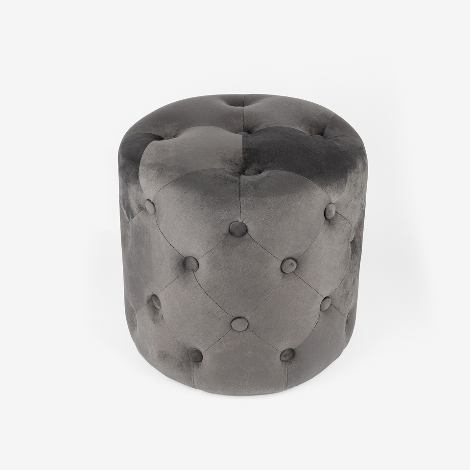 Puf velvet gris Jorja Ø38cm