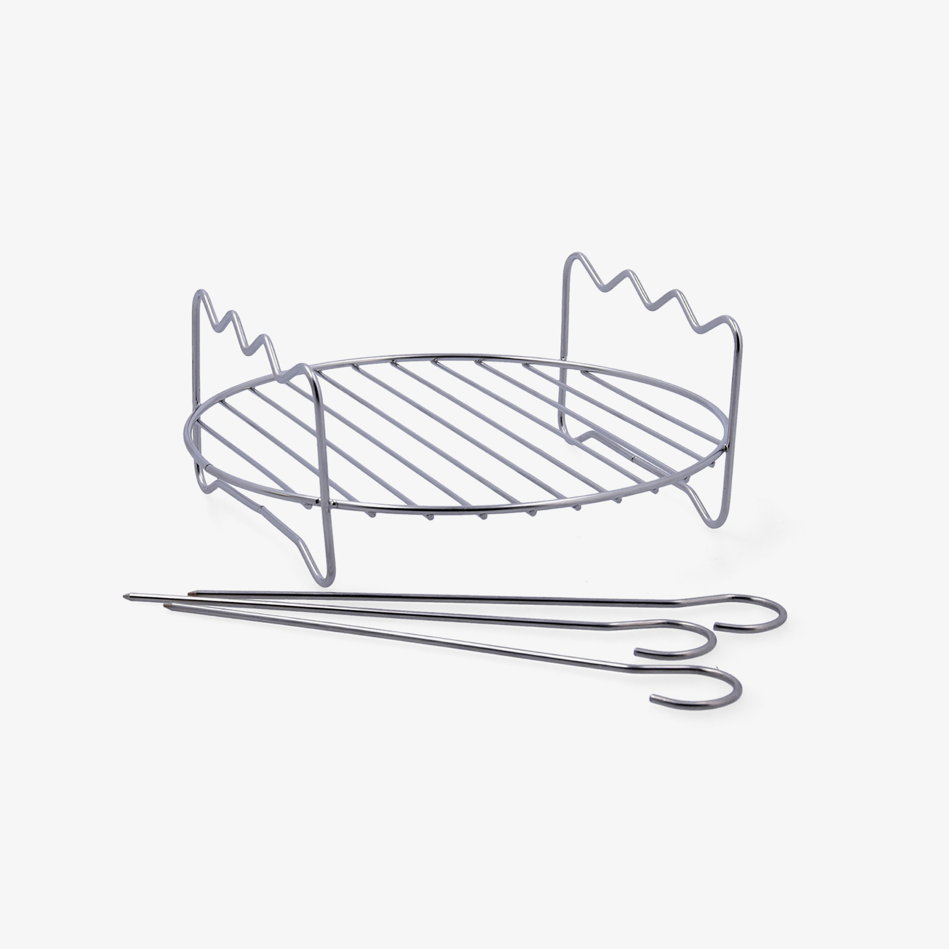 Grill con 3 pinchos de acero inoxidable Natural 17x17x7,2cm