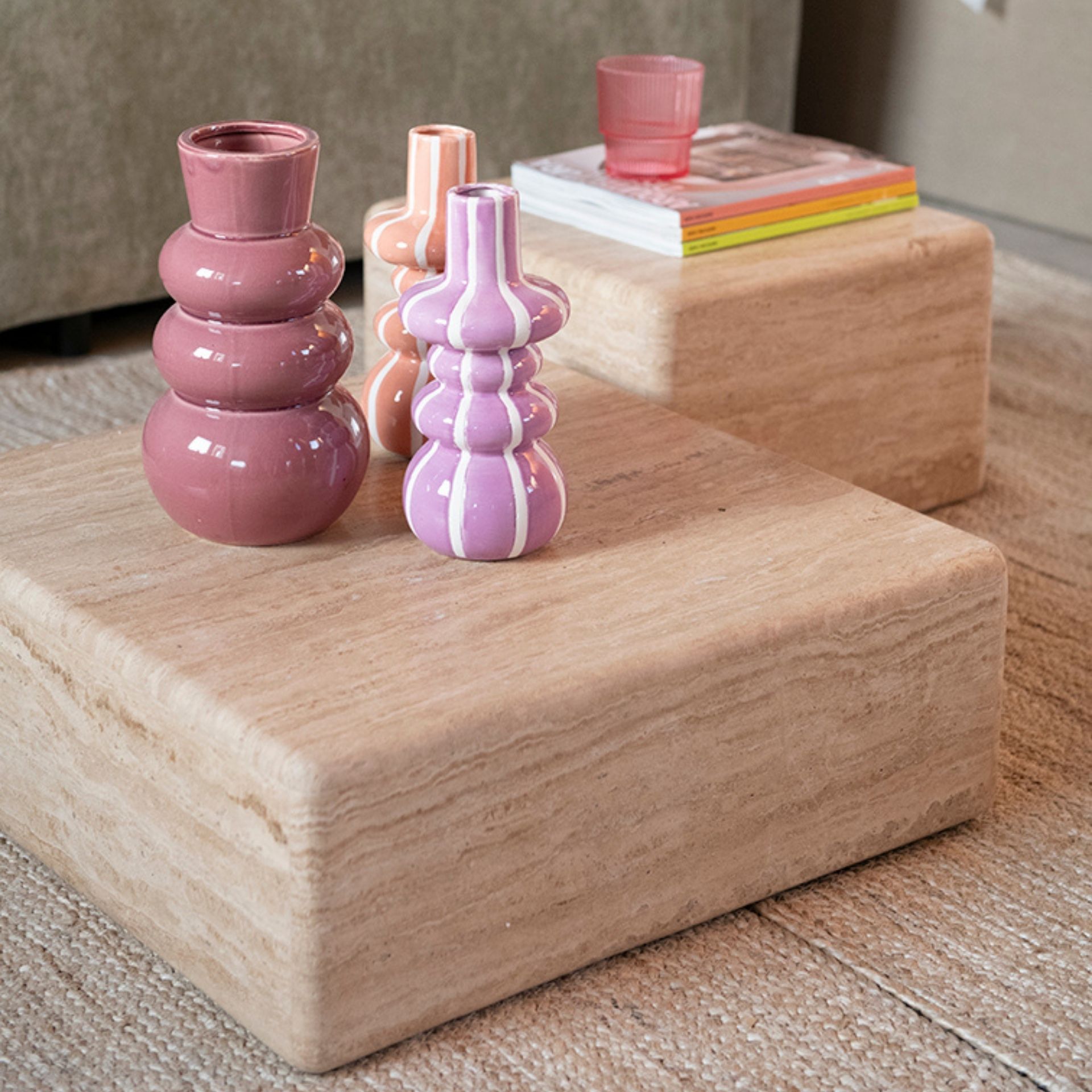 Mesa de centro de mármol Travertine 54x54x19cm Clau&Chloe