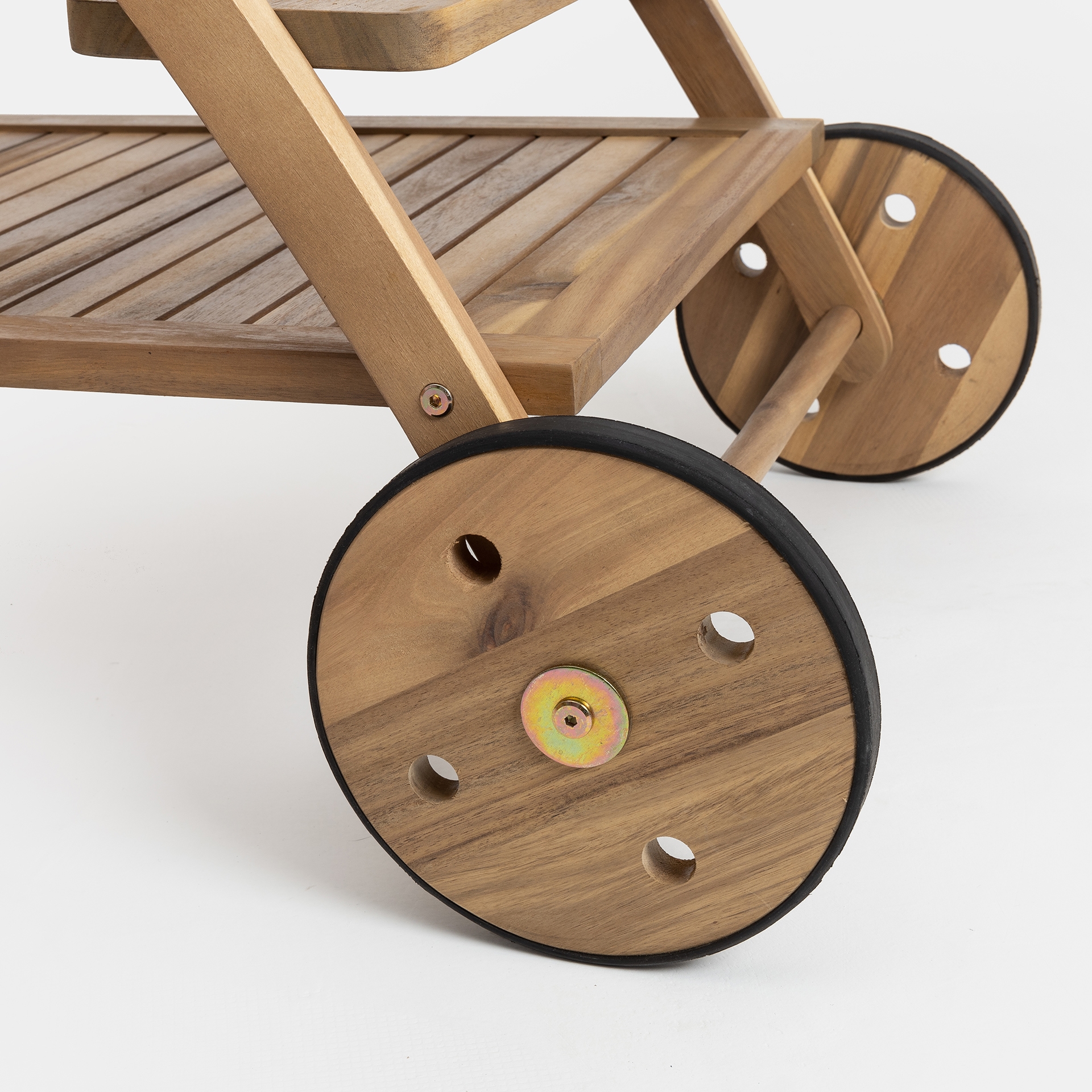 Camarera con ruedas de madera acacia Mykonos 105x56x78 cm