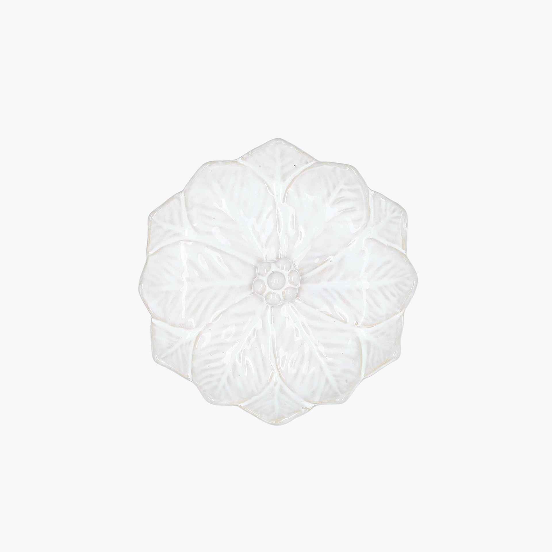 Plato navide&ntilde;o de flor blanco de cer&aacute;mica &Oslash;15cm