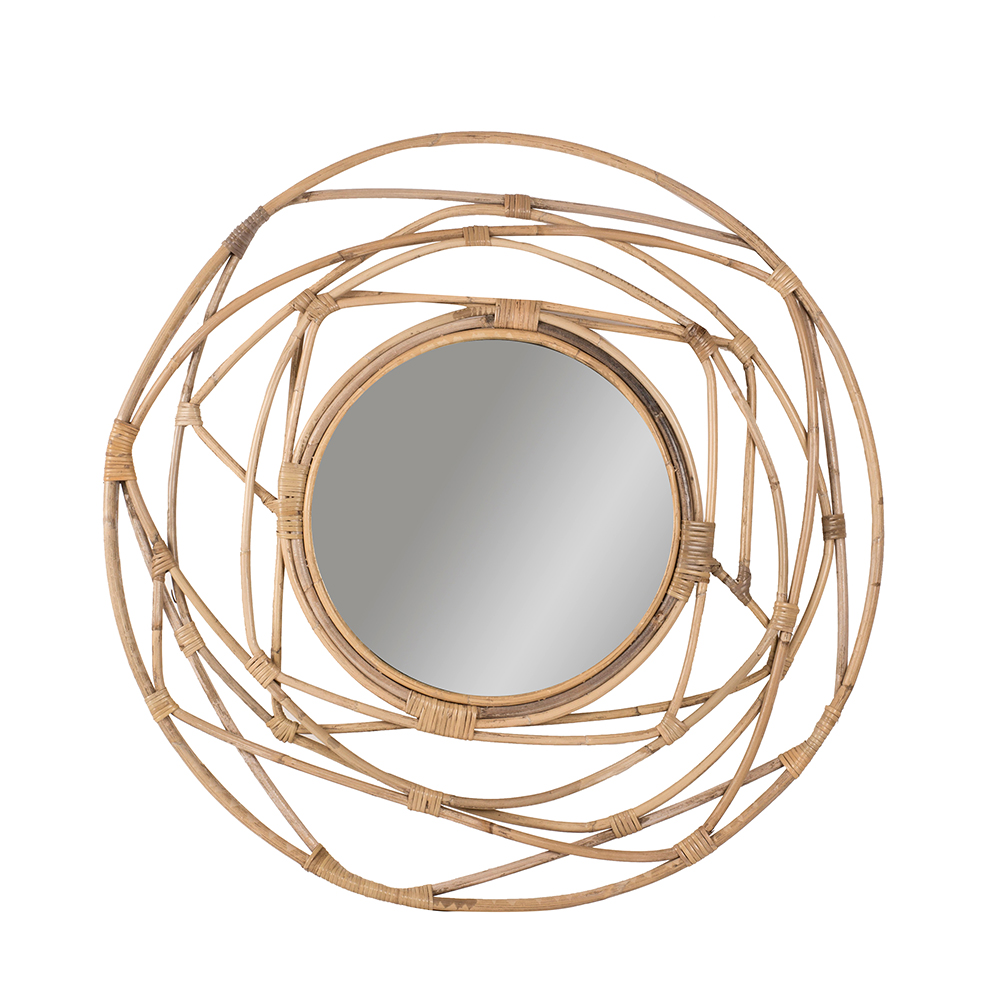 Espejo de pared redondo de ratán Ø90cm