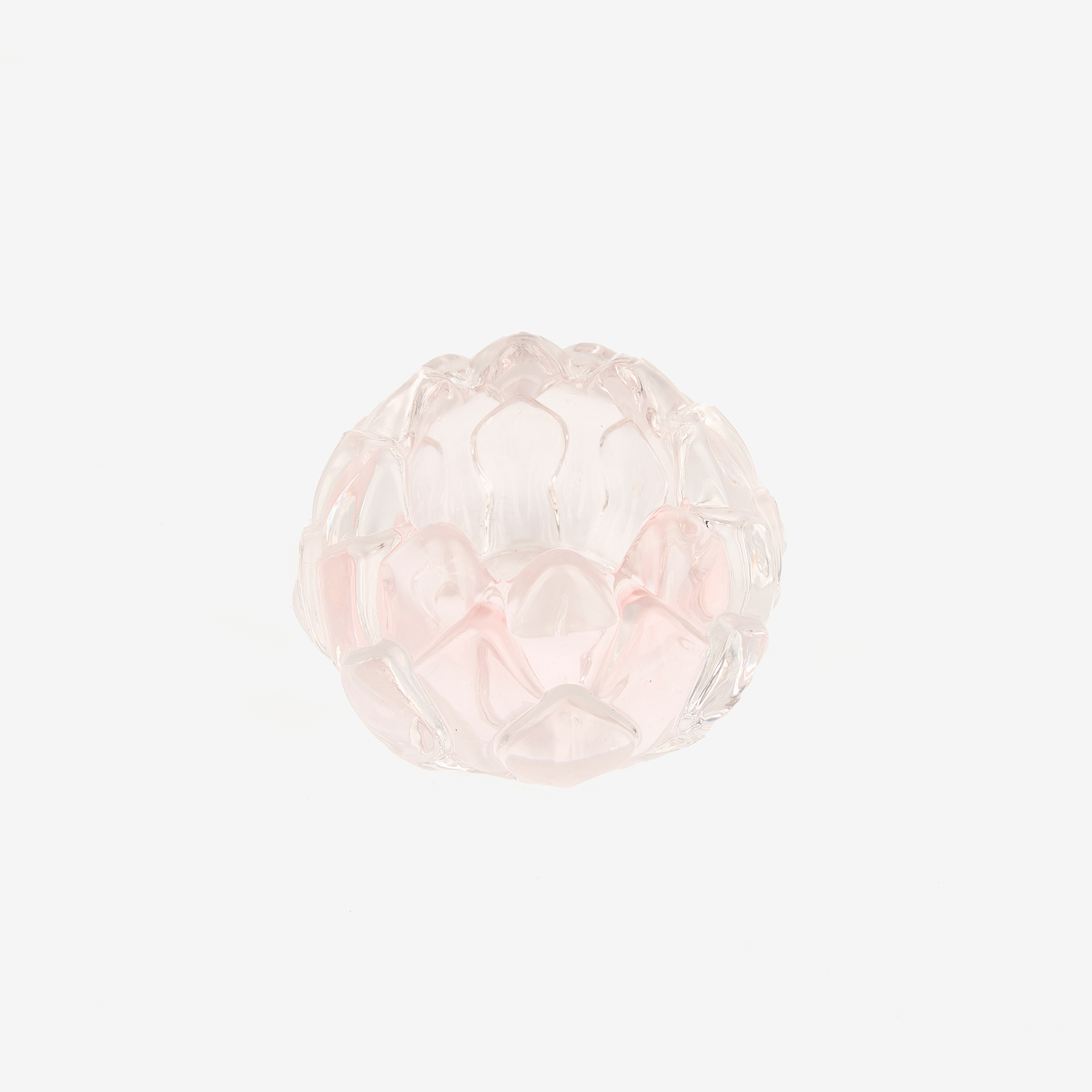 Portavelas de cristal rosa Flor Ø8x5,5cm