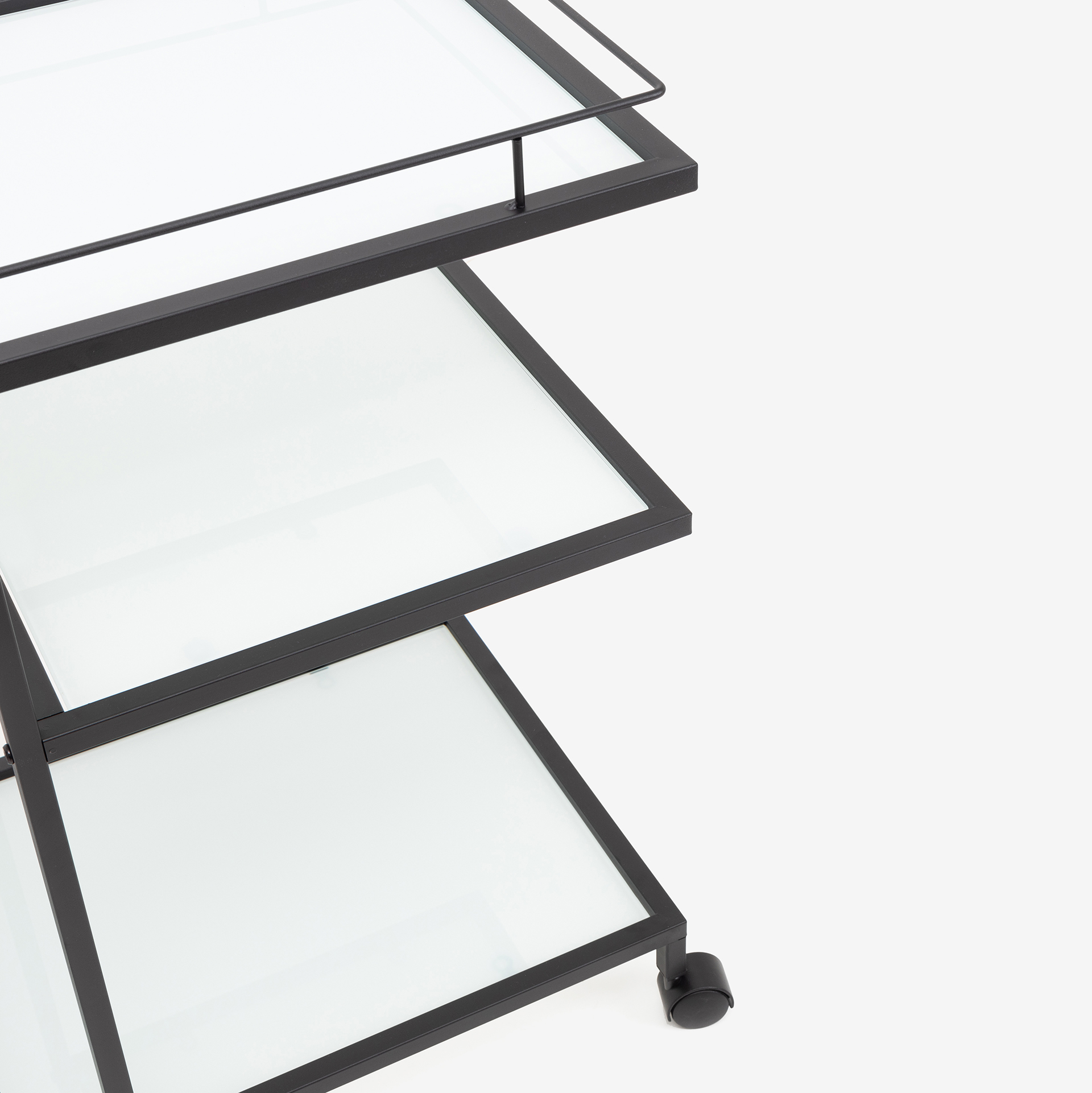 Camarera de metal y cristal negro 38x70x86cm