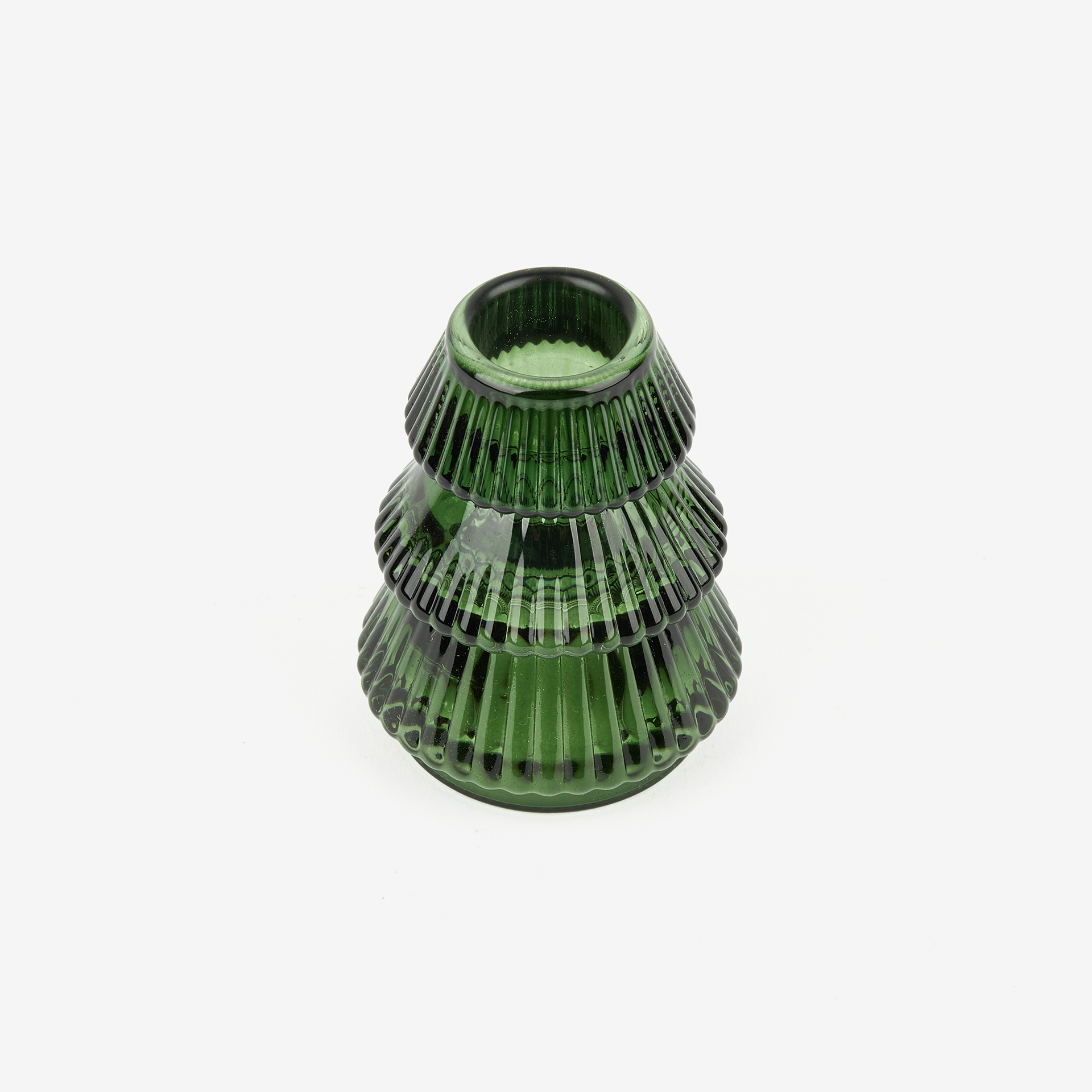 Candelabro de cristal verde Abeto Ø7x8cm