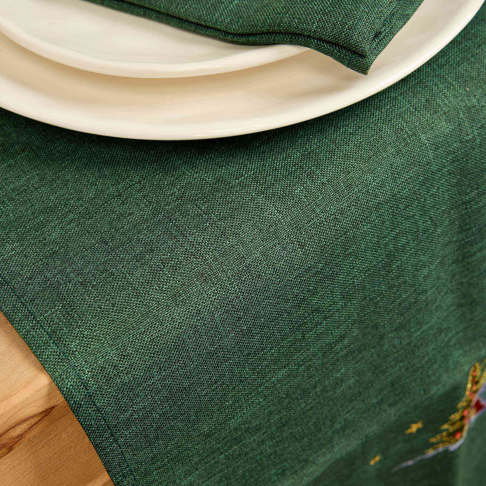 Camino de mesa verde bordado Pueblo 50x150cm