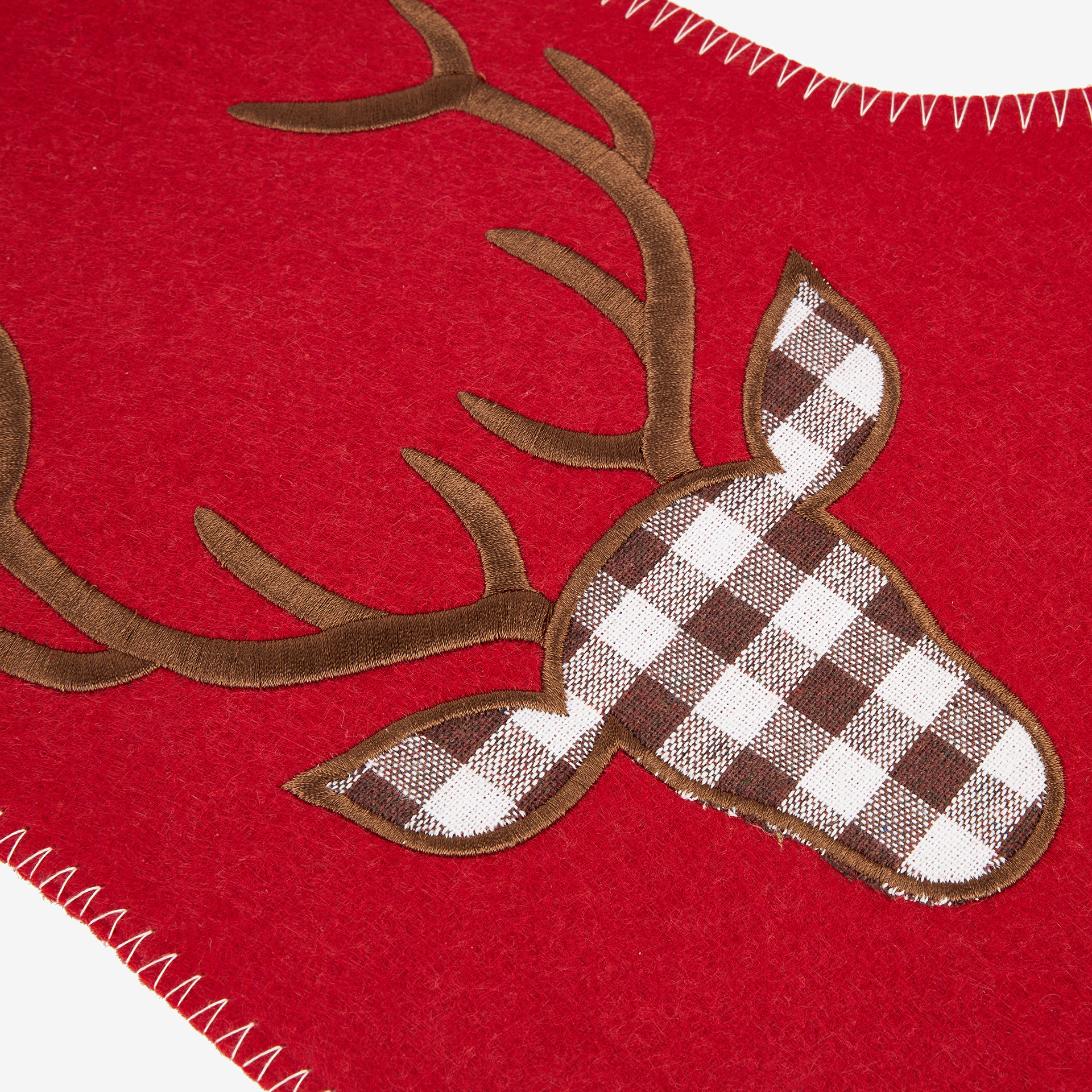 Calcetín de fieltro rojo Ciervo tartán 50cm