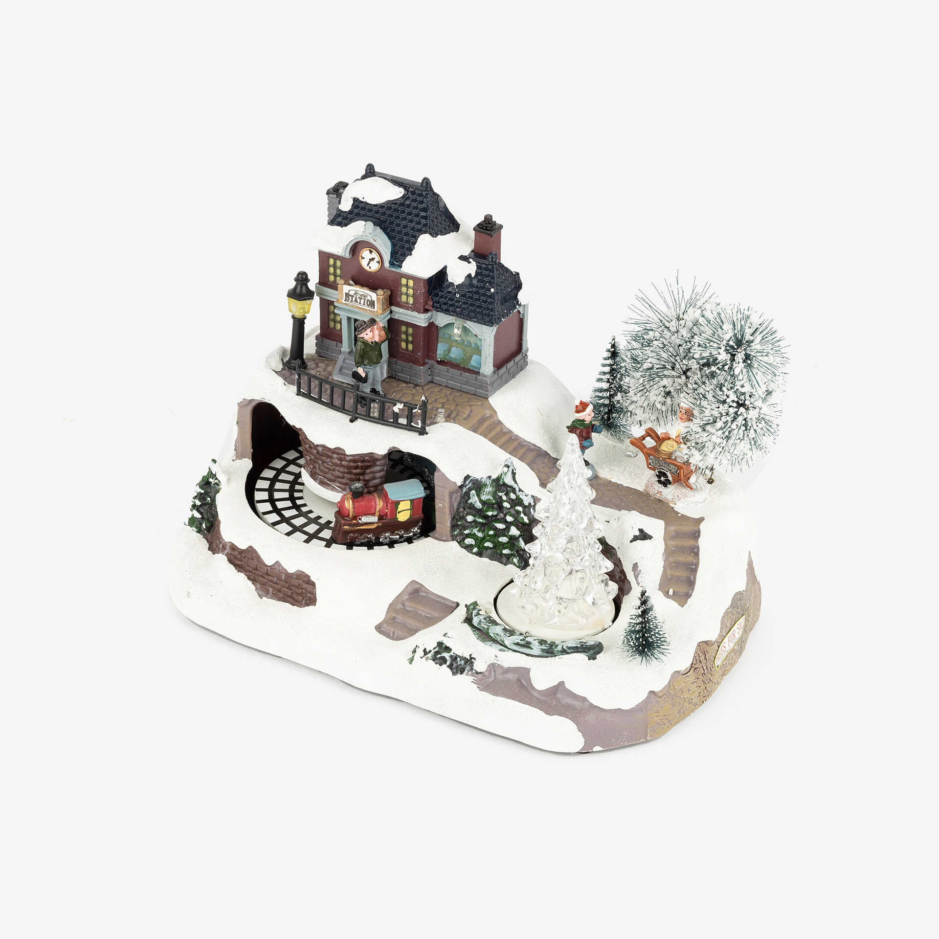 Figura decorativa con luz LED Pueblo Navidad musical 23,5x16x17cm