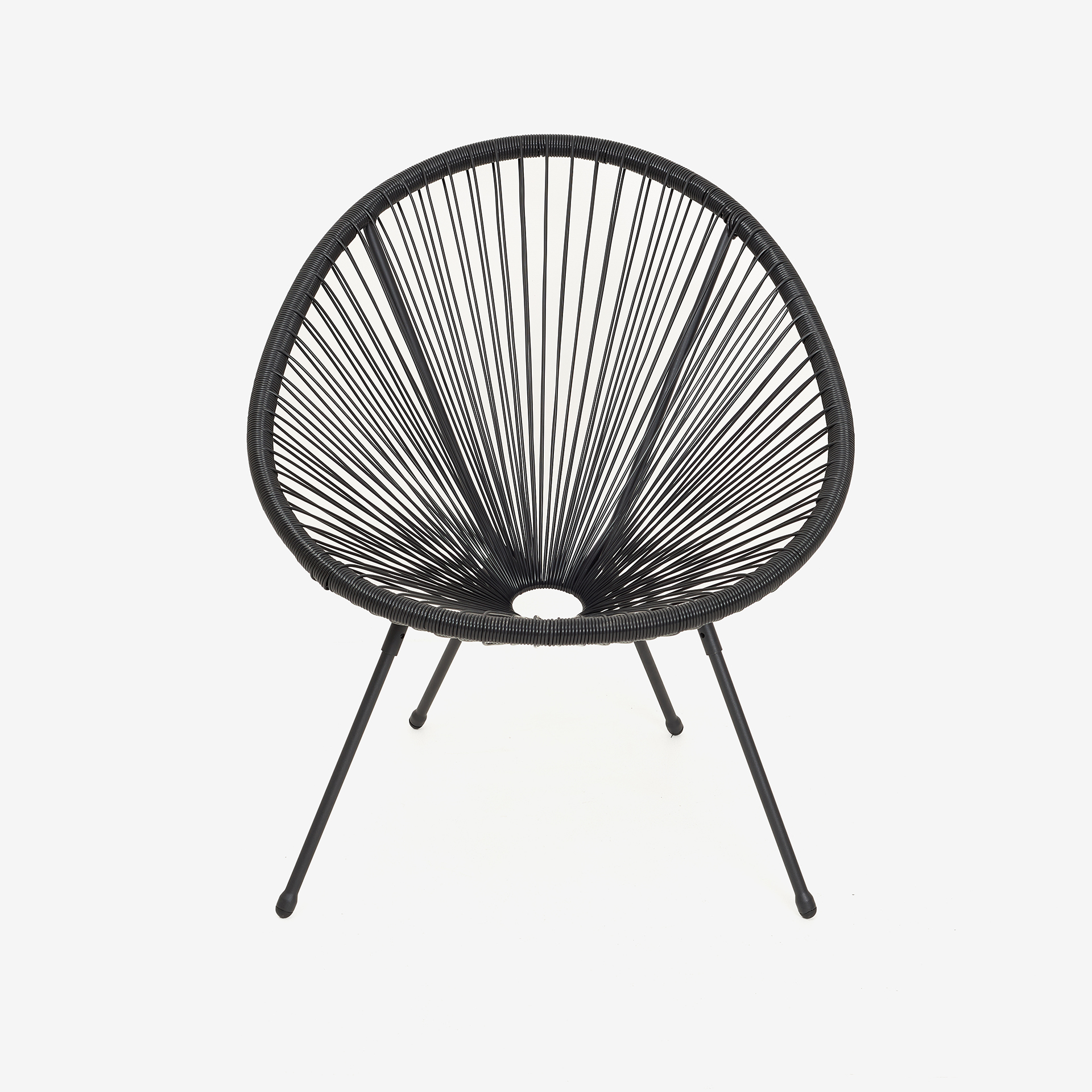 Silla de jardín de ratán sintético y acero negro Acapulco 72x90x83cm