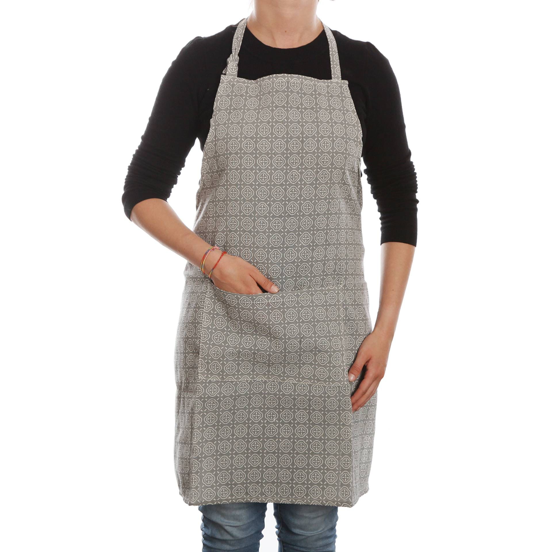 Delantal de poliéster estampado gris