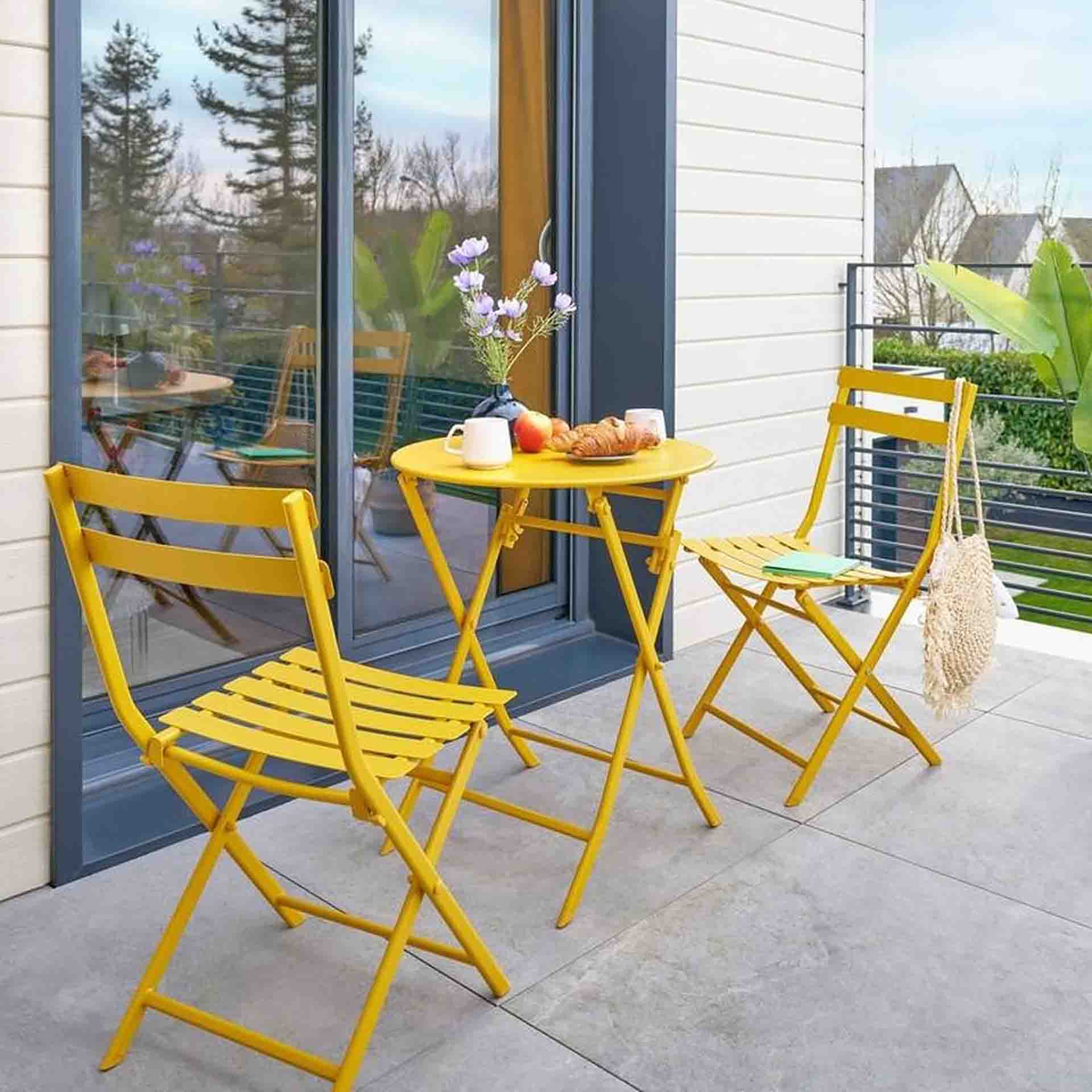 Silla de jard&iacute;n plegable de acero mostaza Dixie 42x51x81cm