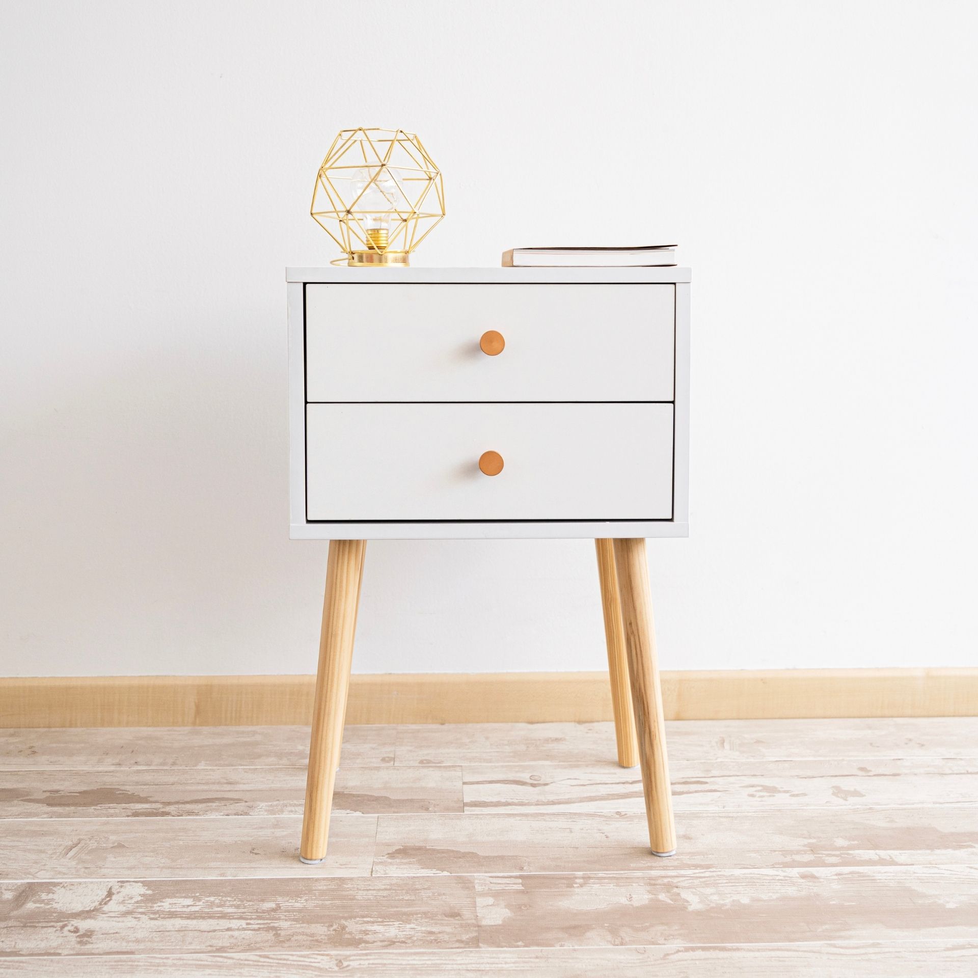 Mesita de noche de madera con 2 cajones Deva 40x30x63cm