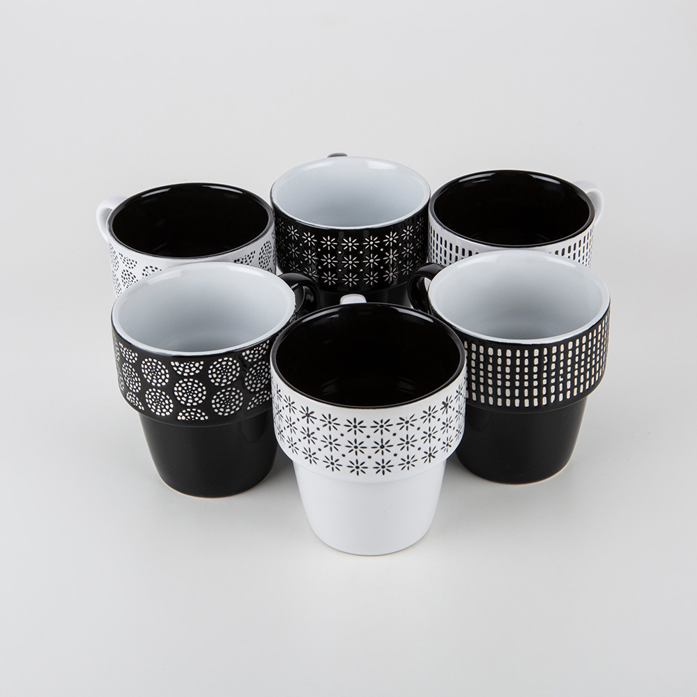 Set de 6 tazas apilables con soporte