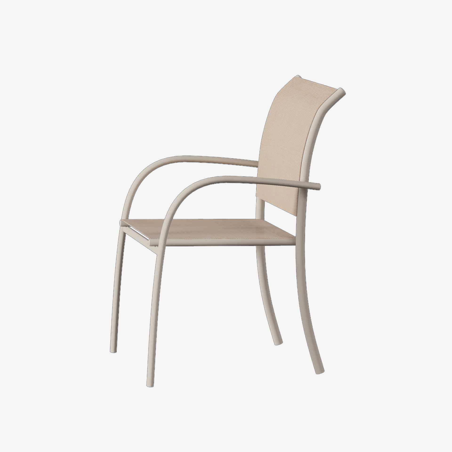 Silla de jard&iacute;n apilable de aluminio crema Piazor 56x65x88cm